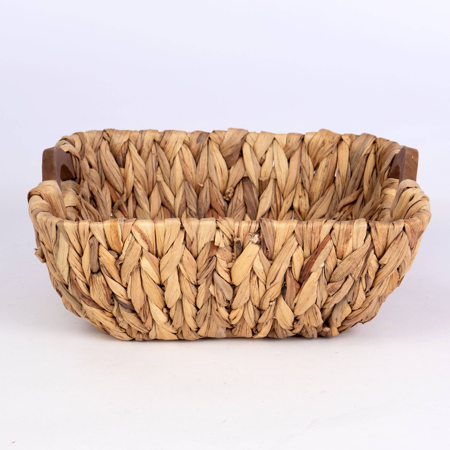 SQ HYACINTH TUB W/WOOD INSET HANDLES -