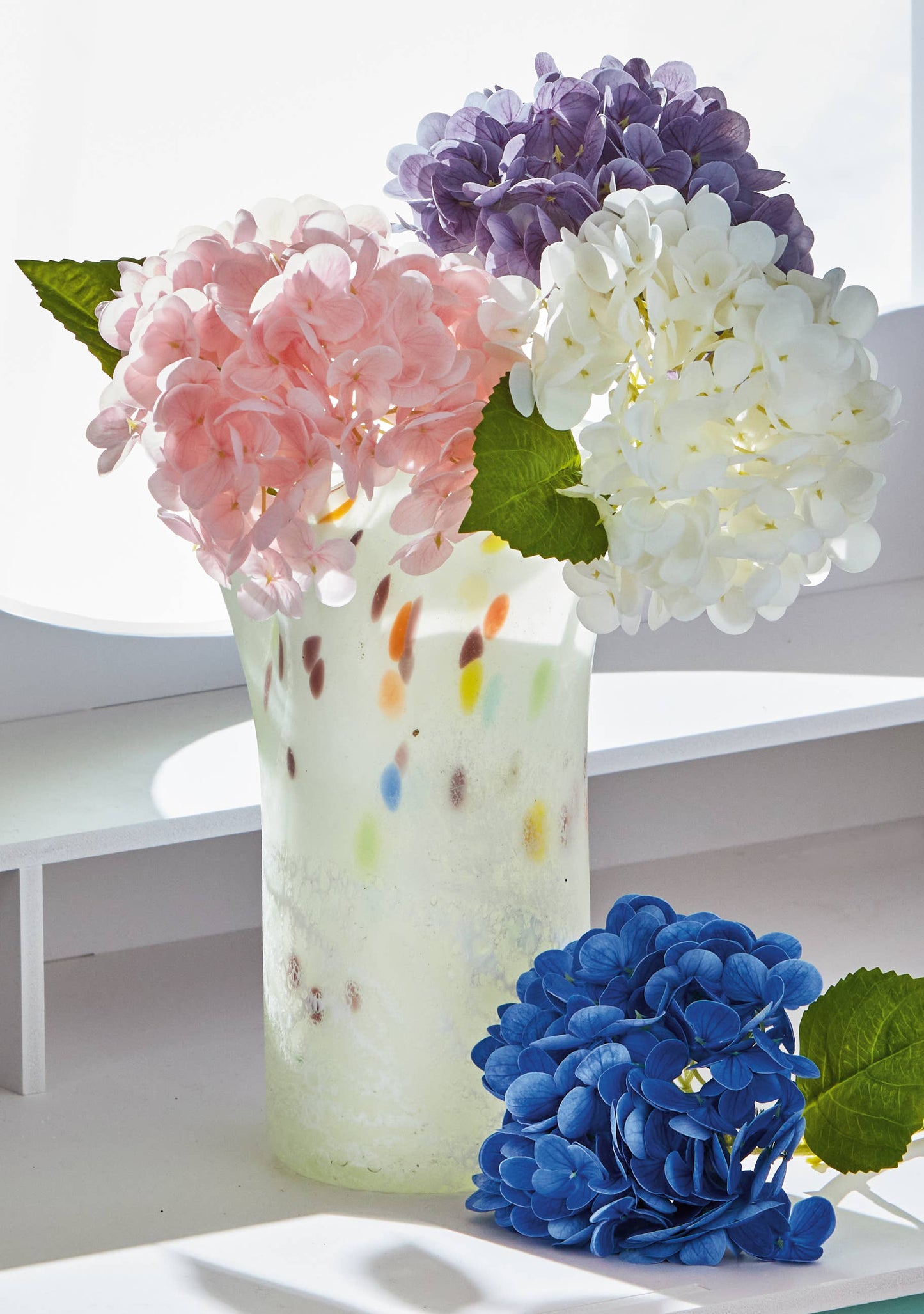 Soft Touch Faux Hydrangea Stem White Plastic Spring -
