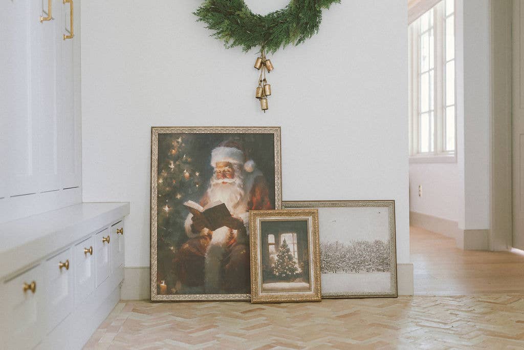 Glowing Christmas Tree Framed Antique Art -