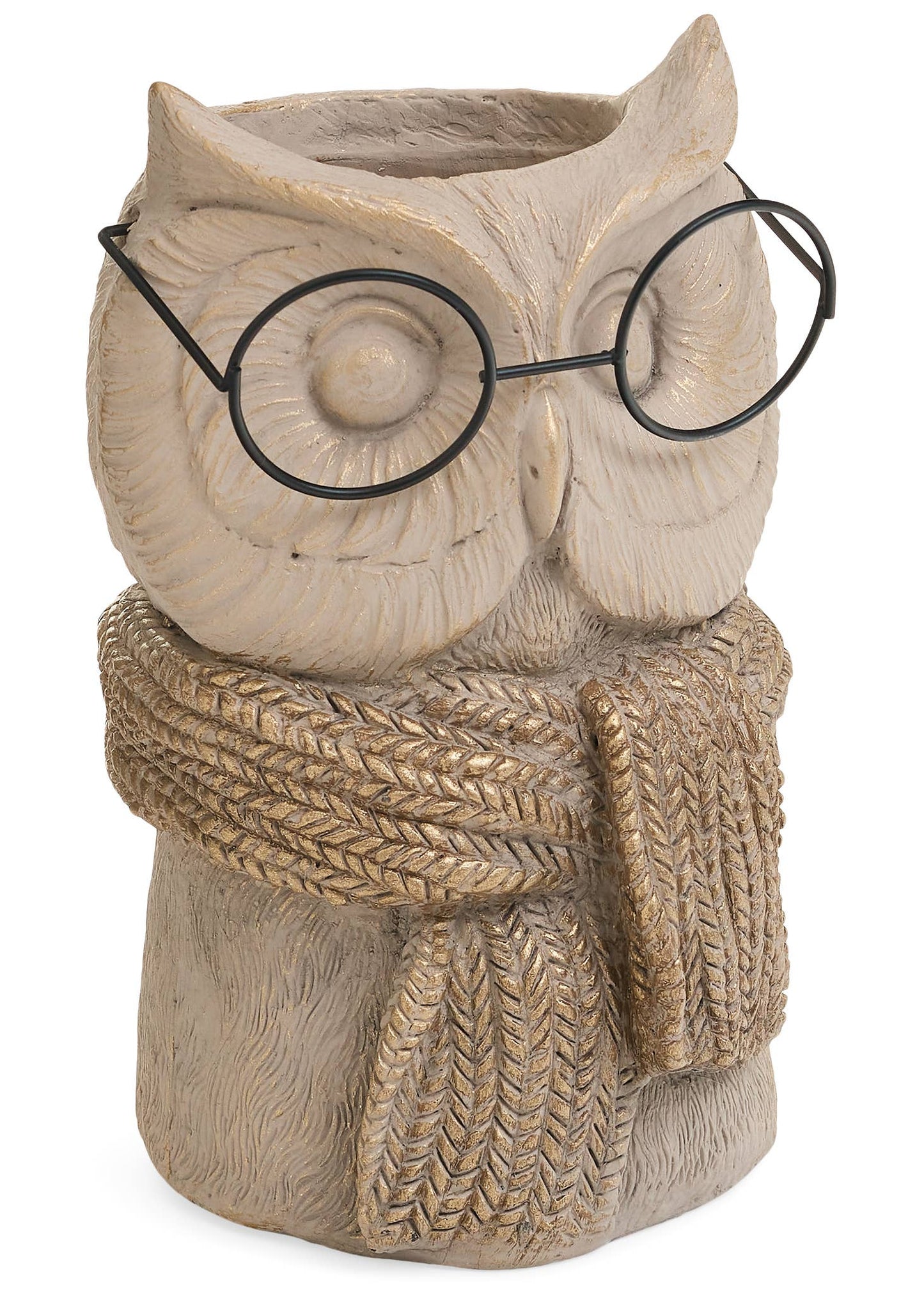 VASE OWL CEMENT ANTIQUE BRONZE 5X8 -
