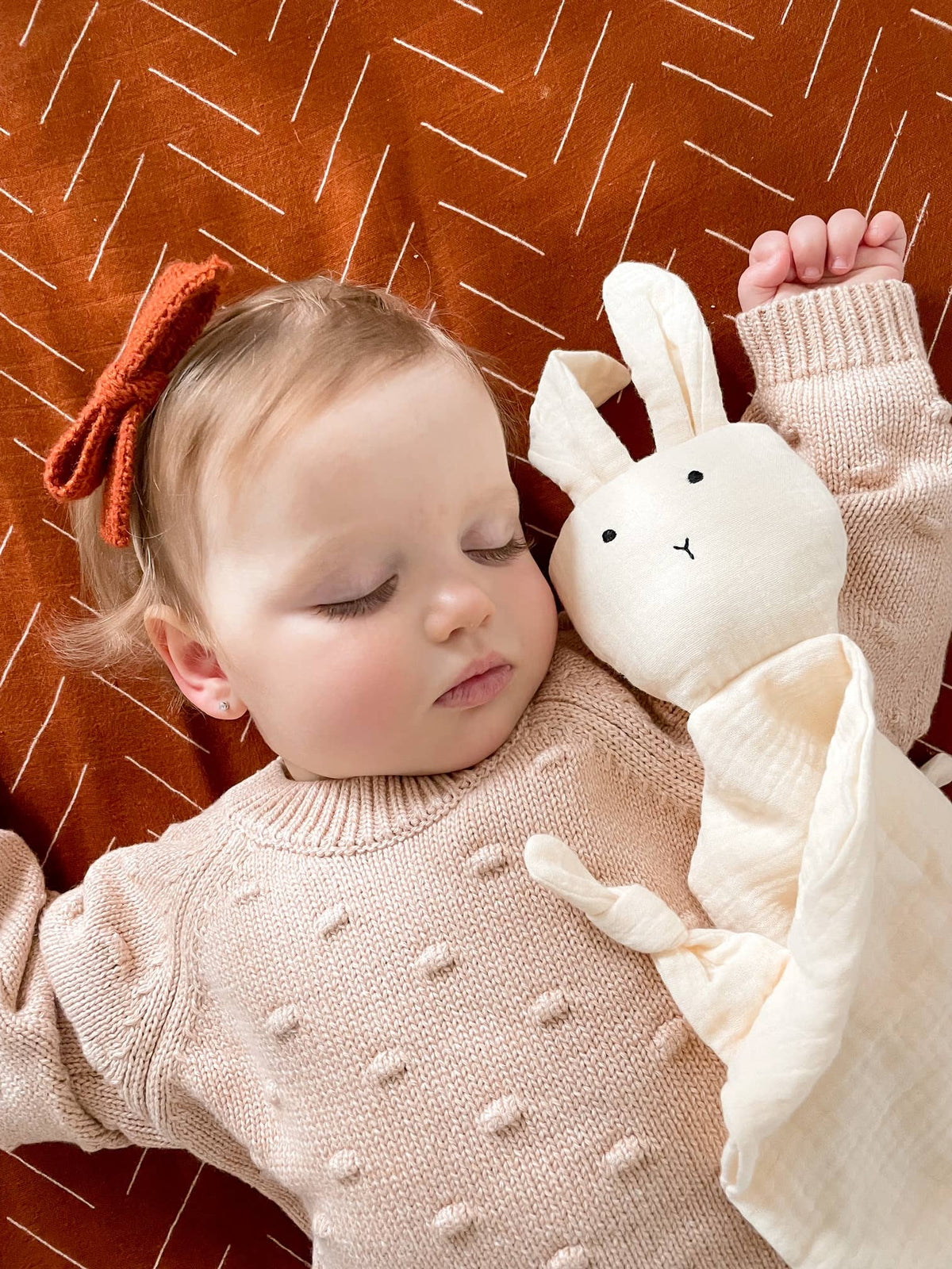 Cuddle Security Blanket Soft Muslin Cotton - Bunny (Beige)