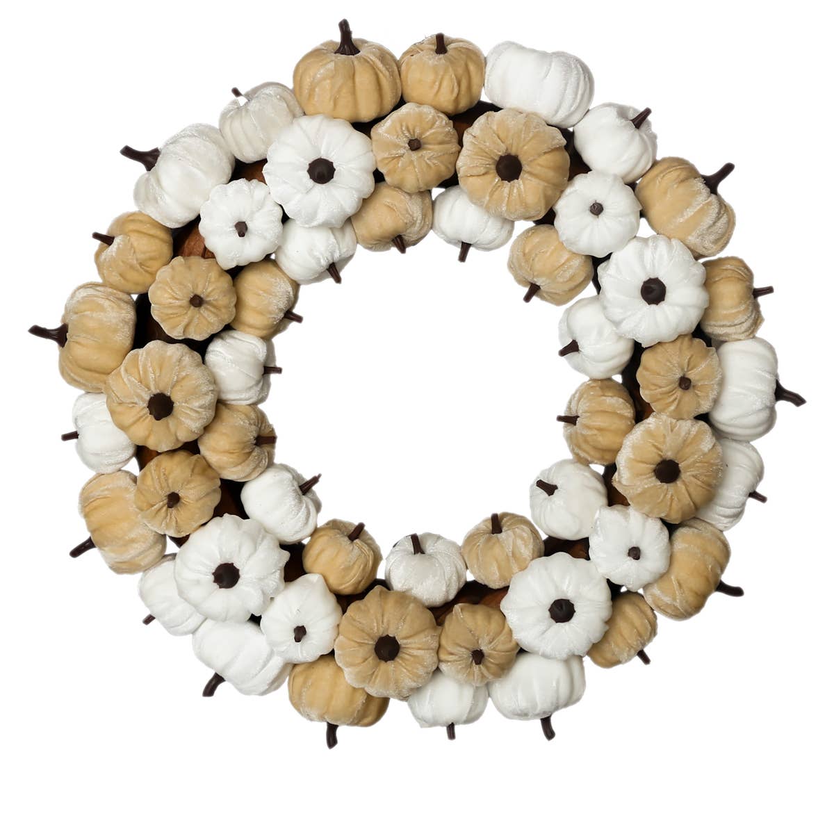 19" Dia Felted Pumpkin Wreath White & Cream Fall -