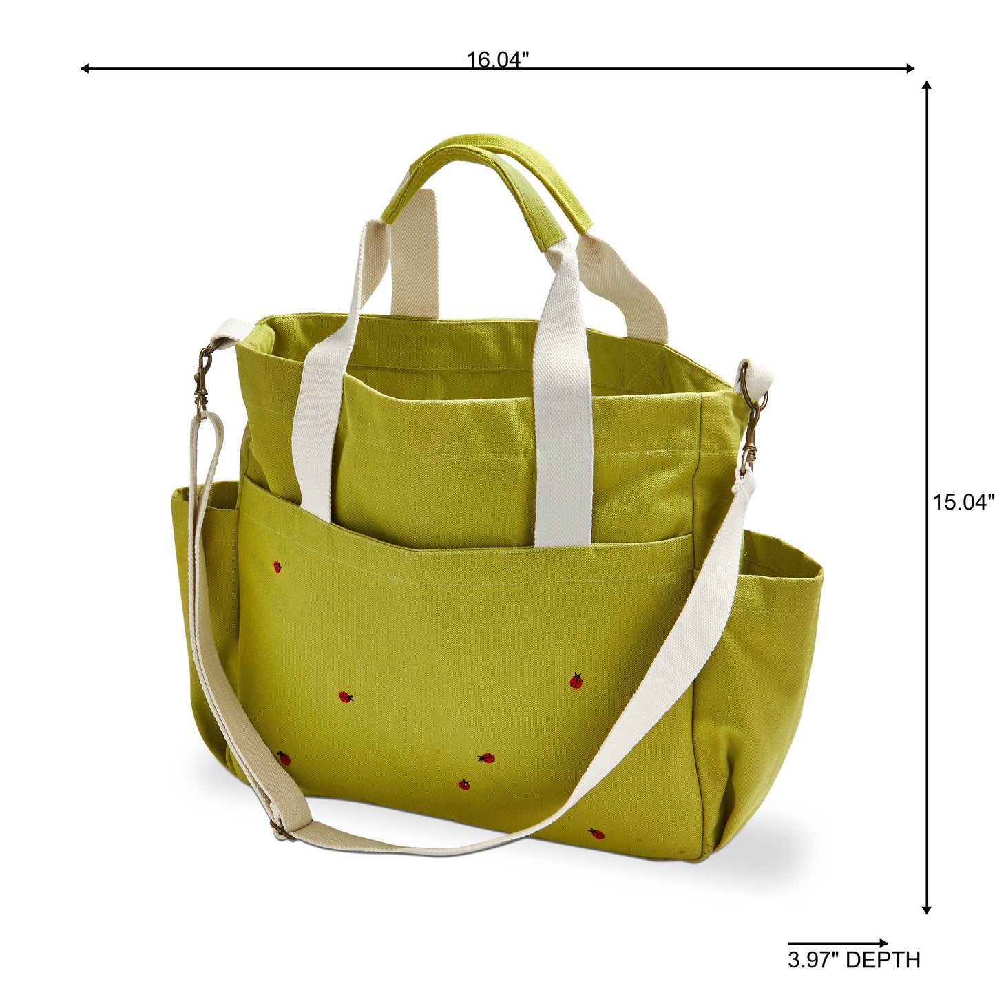 Ladybug Garden Tote Green Multi Cotton Spring -
