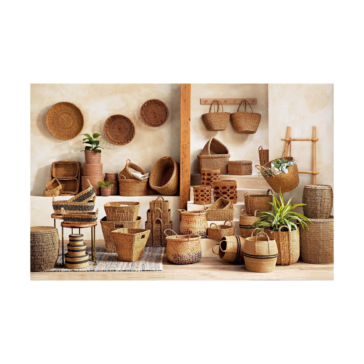 Square Basket Set of 3 Natural Seagrass Everyday - Baskets