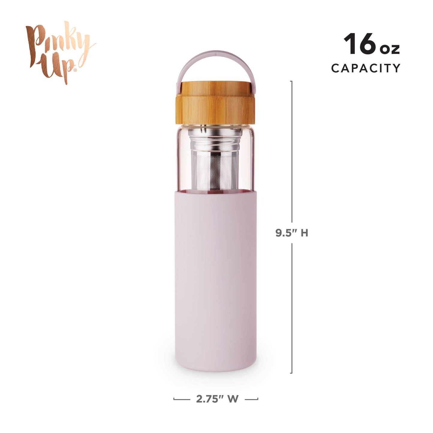 Dana™ Glass Travel Mug Infuser and Silicone Sleeve Lavender -
