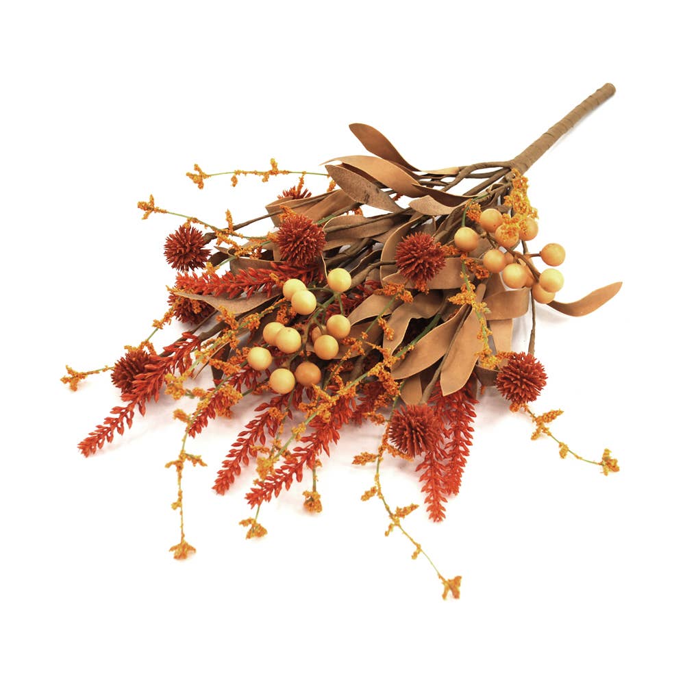 Mixed Dark Orange Fall Flower Pick -