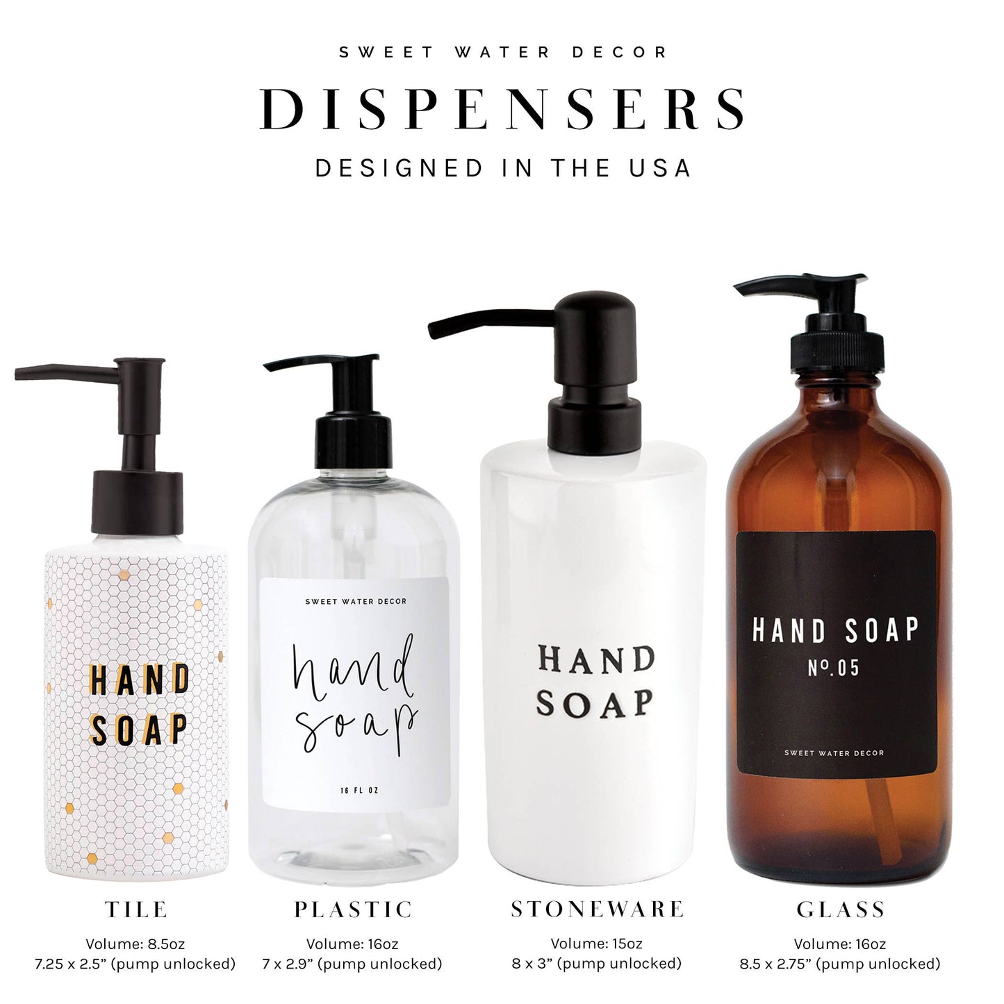 8.5oz Honeycomb Tile Dish Soap Dispenser- Home Decor & Gifts - Soap & Lotion Dispensers
