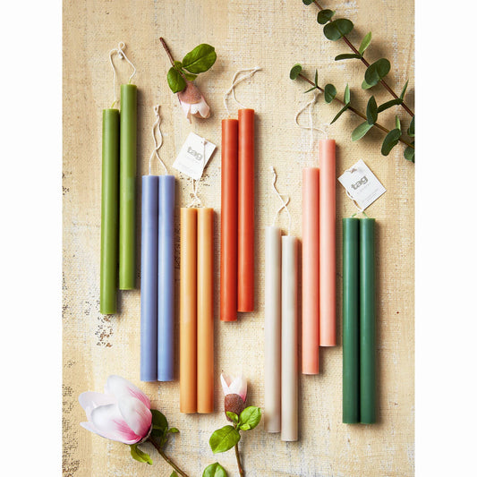 10" Straight Candles Set/2 Olive Paraffin -