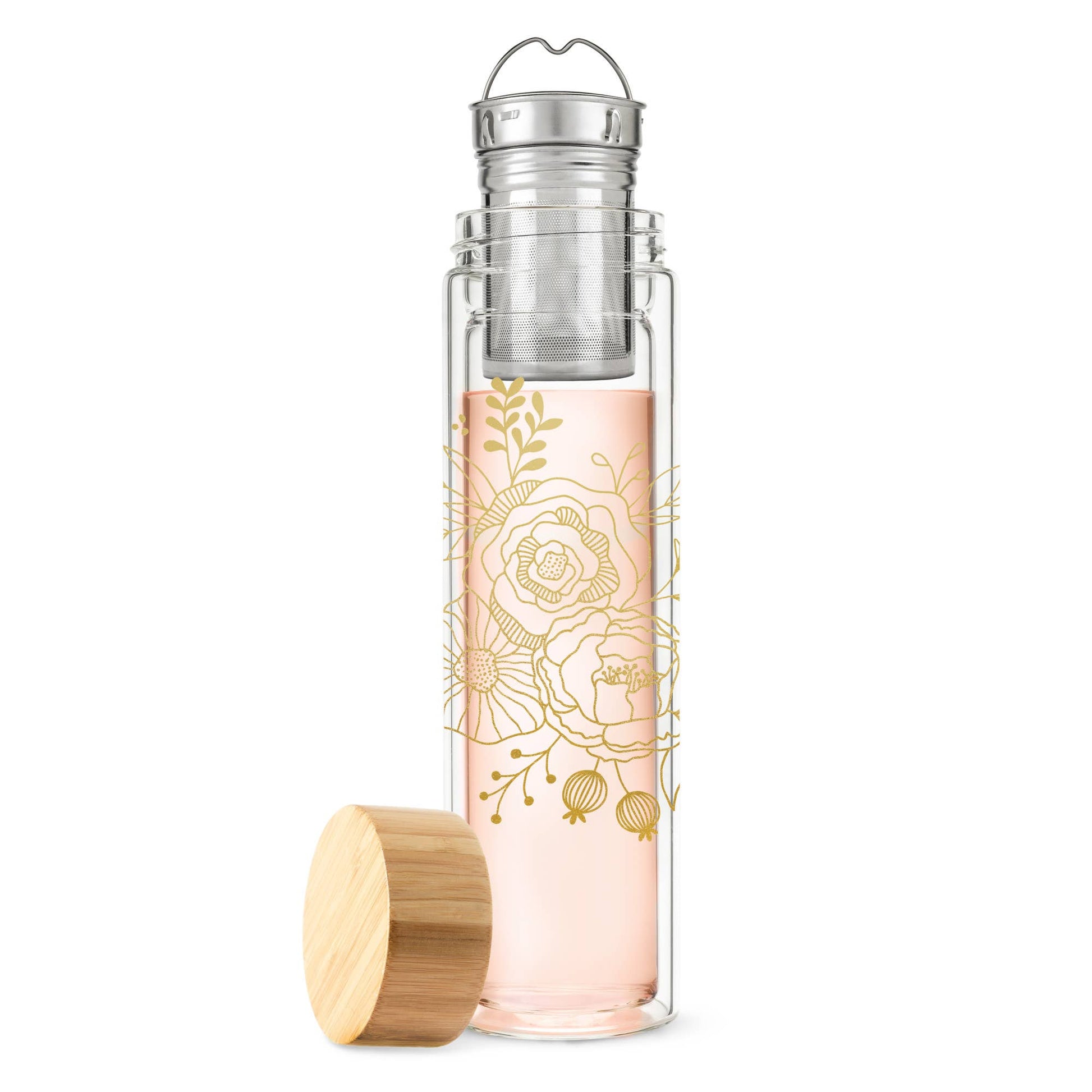 Blair™ Insulated Glass Travel Mug with Tea Infuser Bouqet -