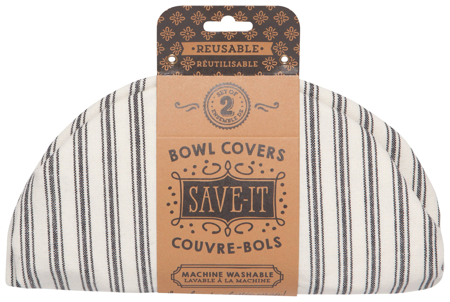 Ticking Stripe Bowl Covers Set of 2 -