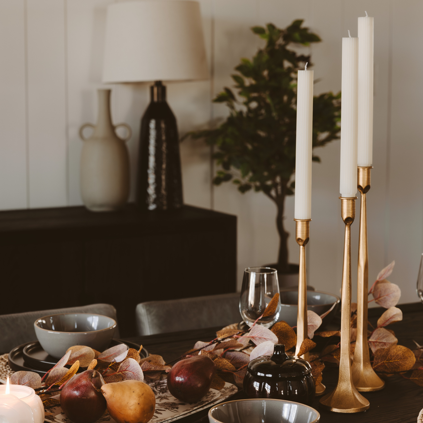 Gold Cast Iron Taper Candle Holders, Set of 3 -