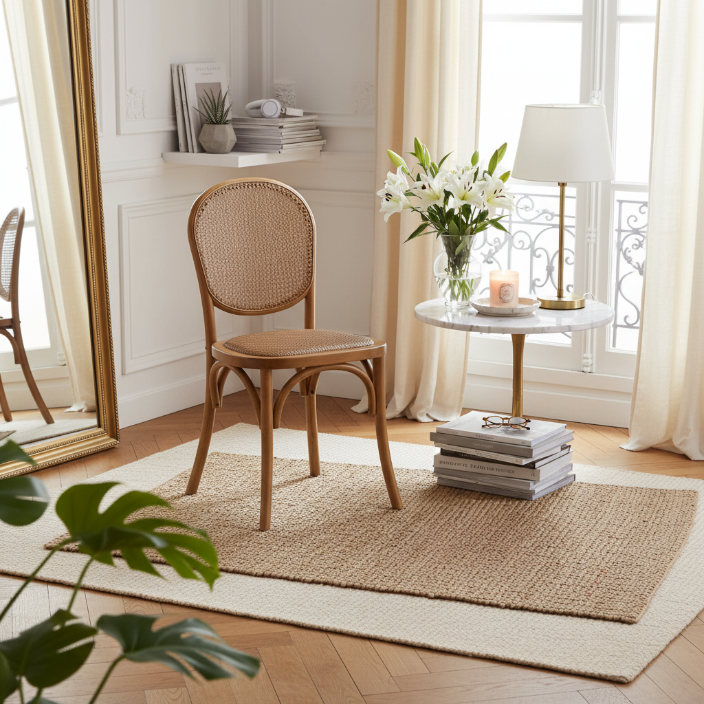 Light Brown Vintage Style Dining Chairs Set of 2 -