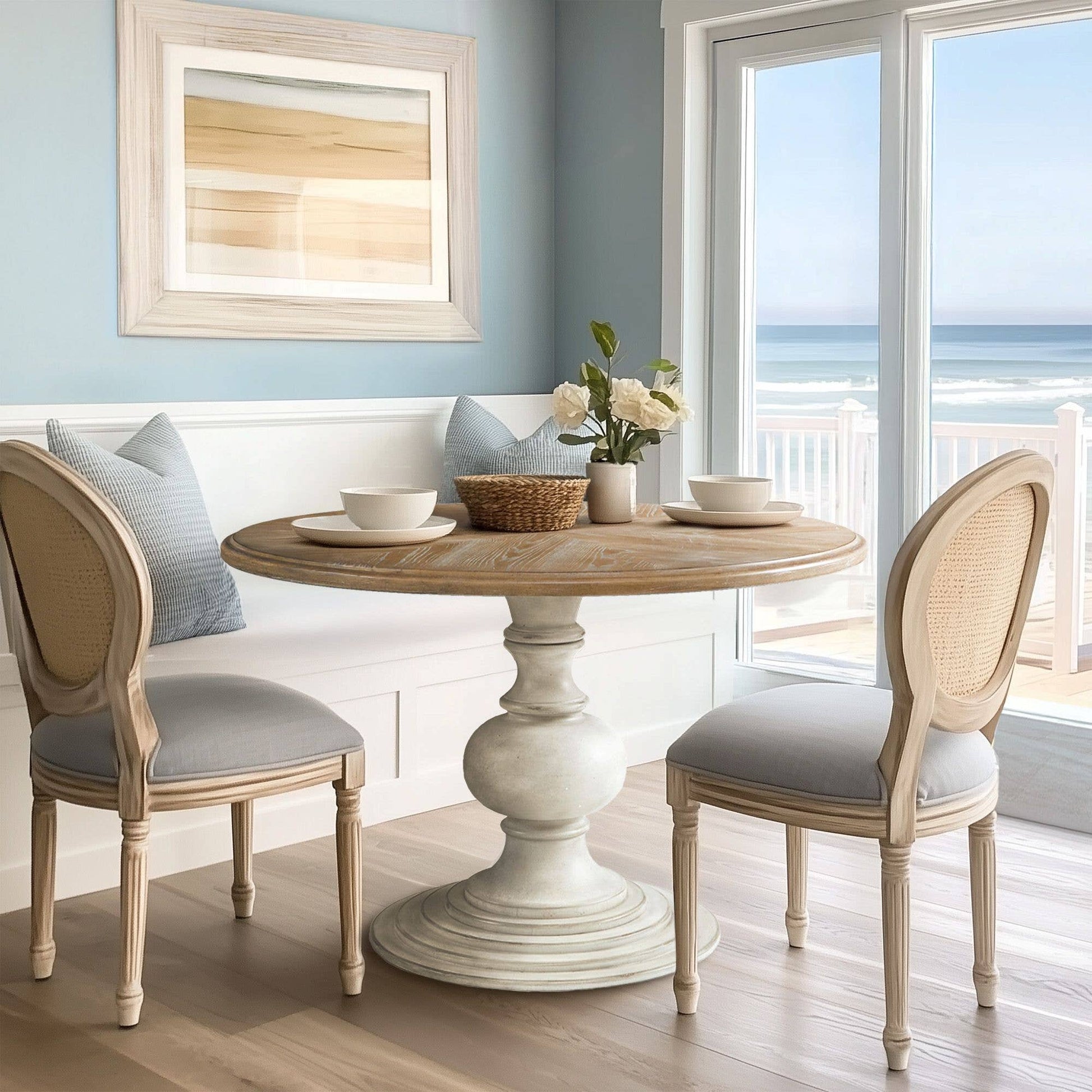 Farmhouse 46" Round Pedestal Dining Table * -