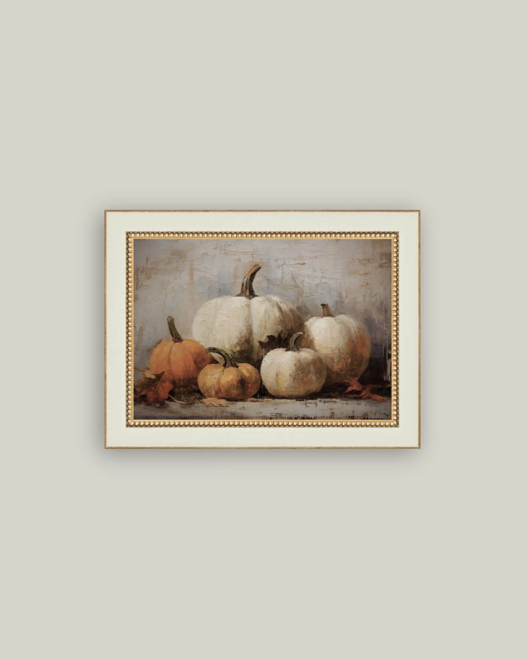 Vintage Pumpkins Framed Antique Art -