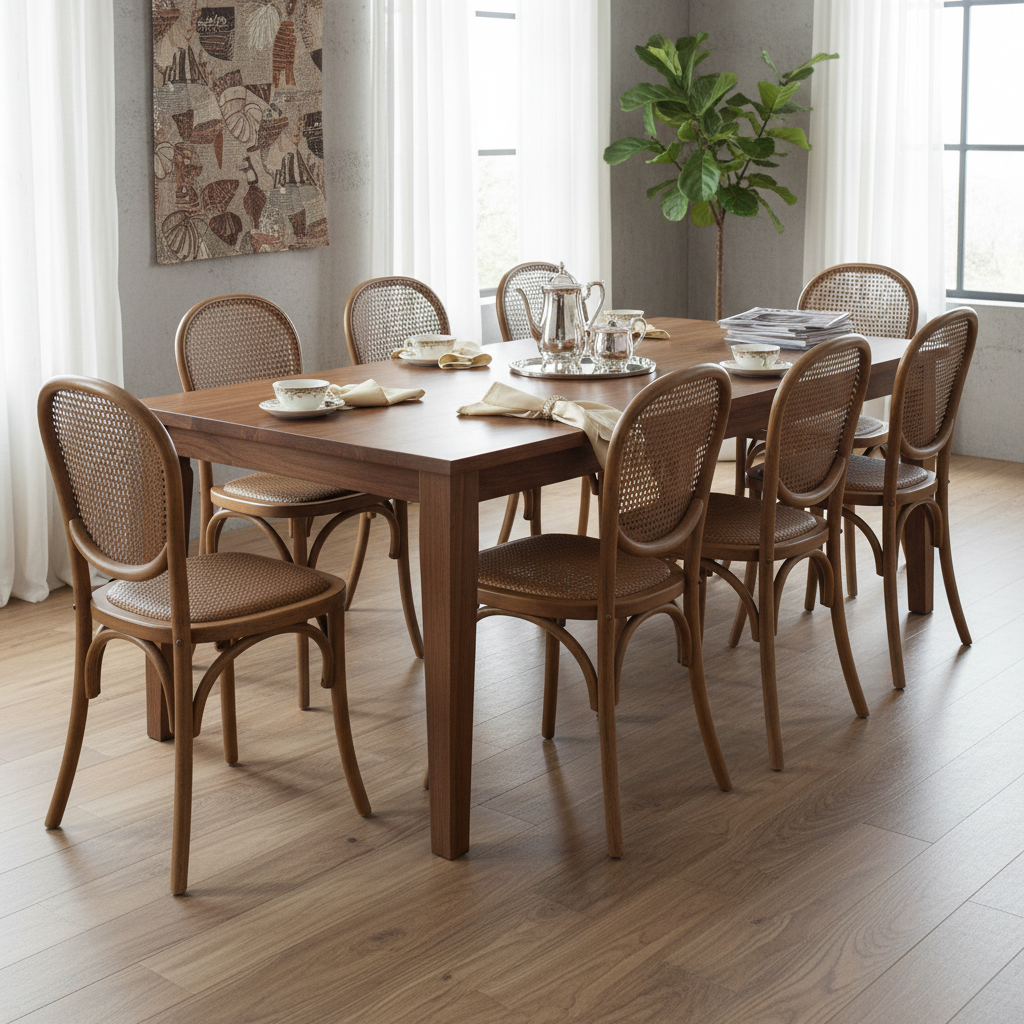 Light Brown Vintage Style Dining Chairs Set of 2 -