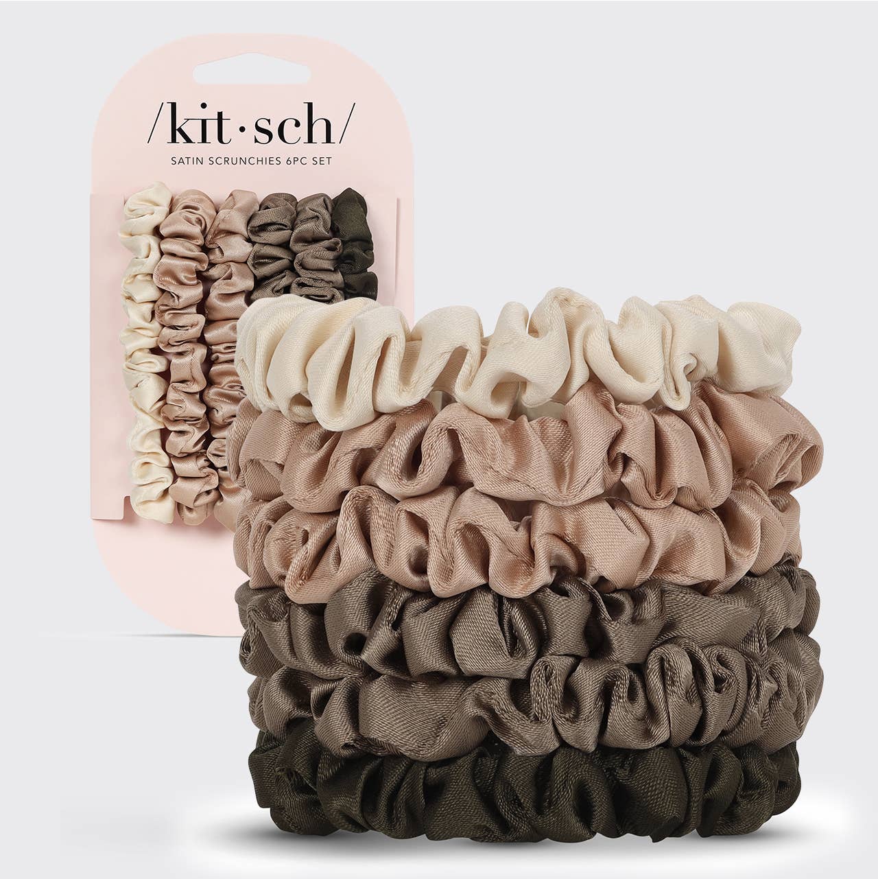Ultra Petite Satin Scrunchies 6pc - Eucalyptus -