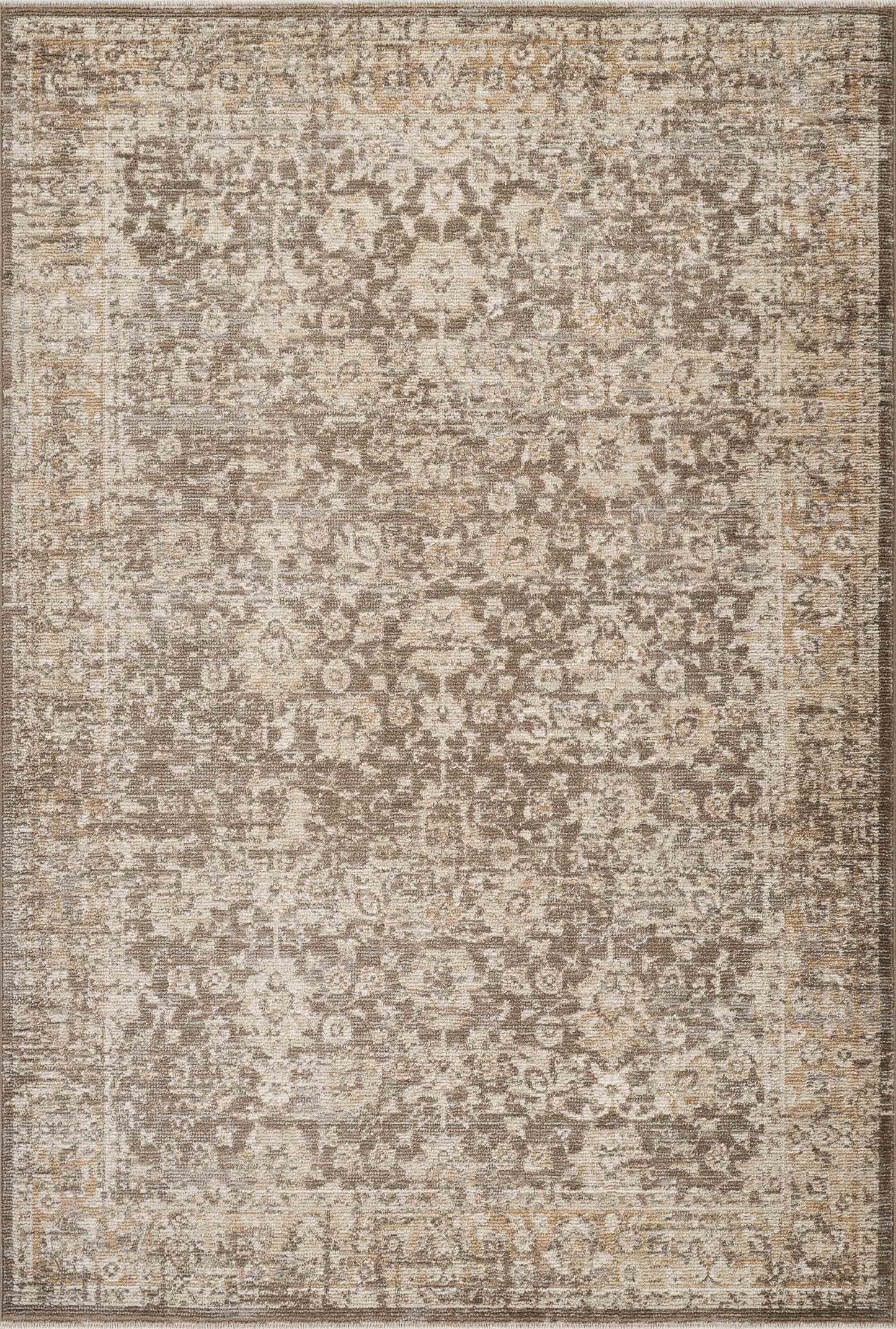 Evelyn Distressed Floral Beige Taupe Area Rug -