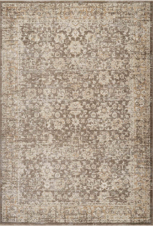 Evelyn Distressed Floral Beige Taupe Area Rug -