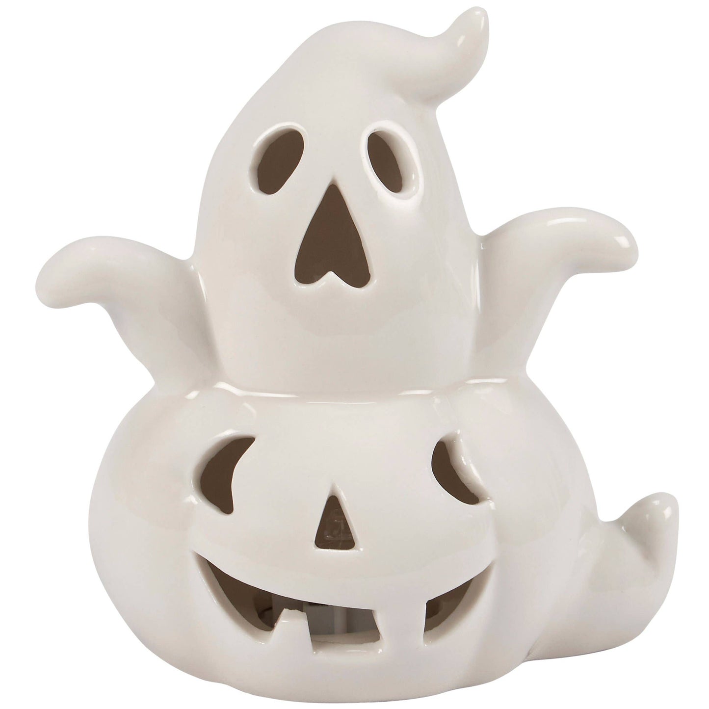 Lighted Ghost Pumpkin Figurine -