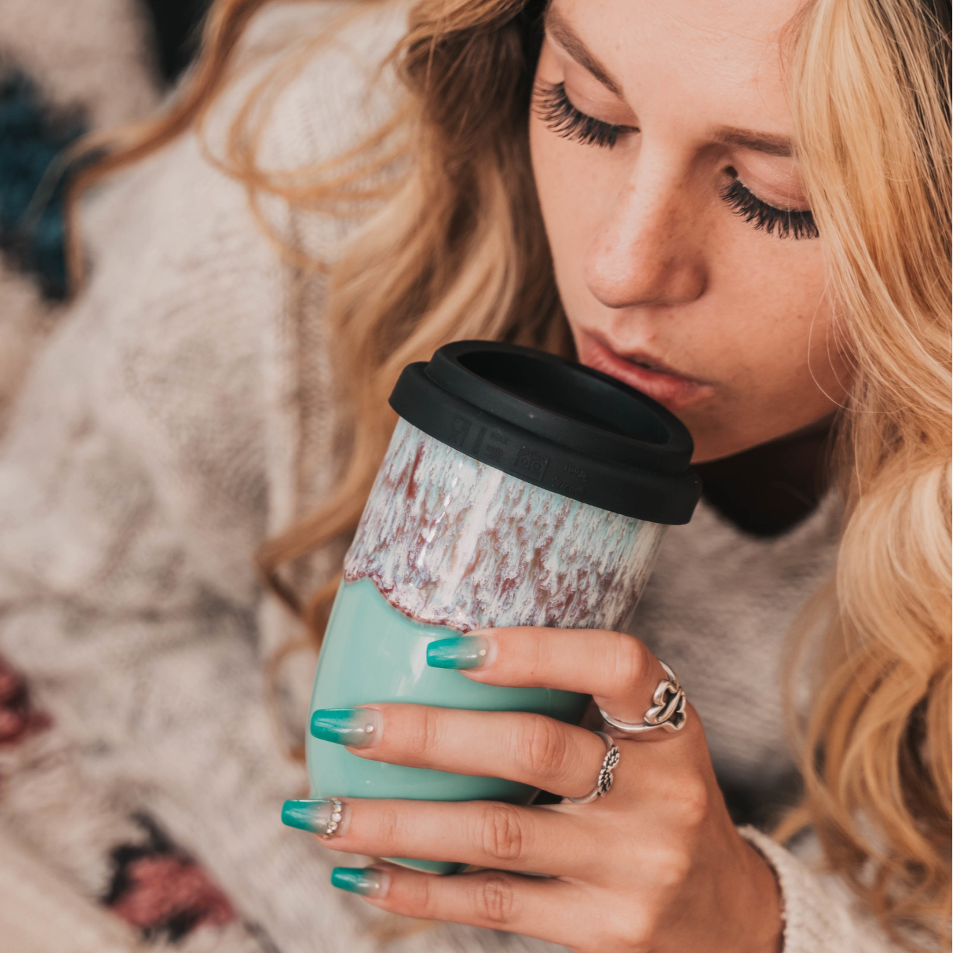 Nebula Ceramic Travel Mug – 12oz with Lid & Sleeve -