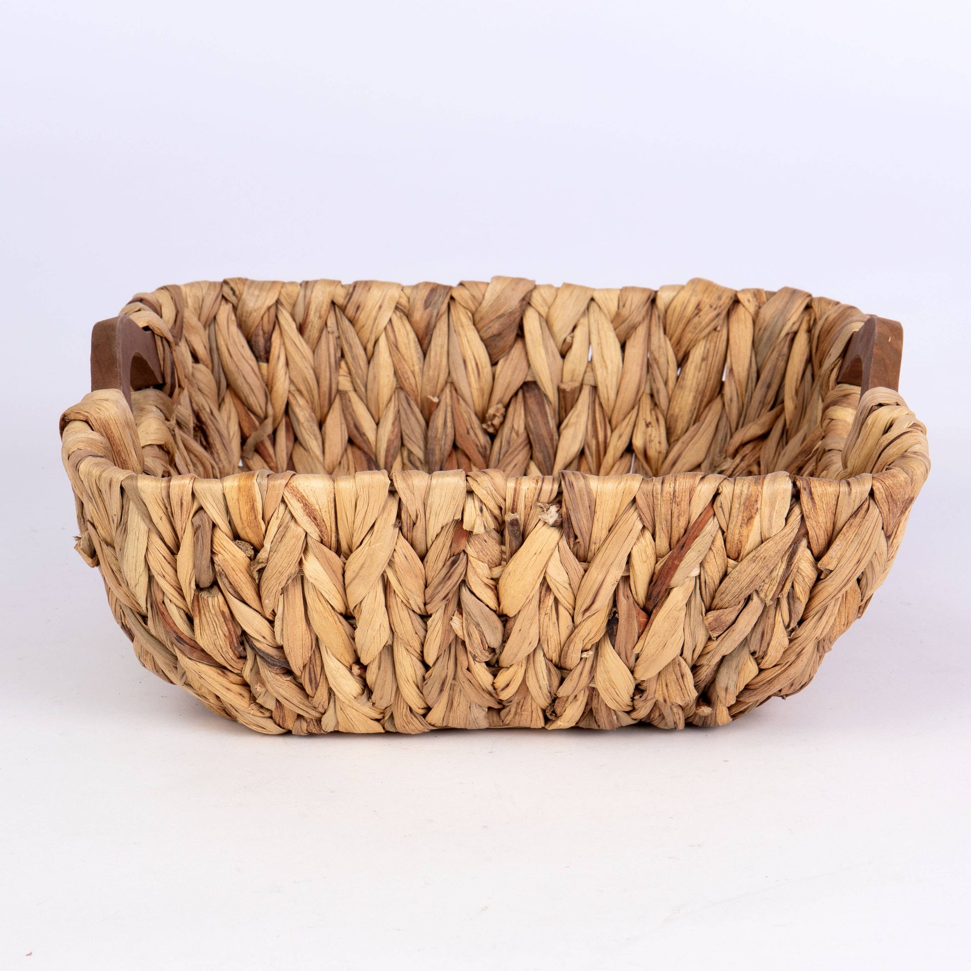 SQ HYACINTH TUB W/WOOD INSET HANDLES -