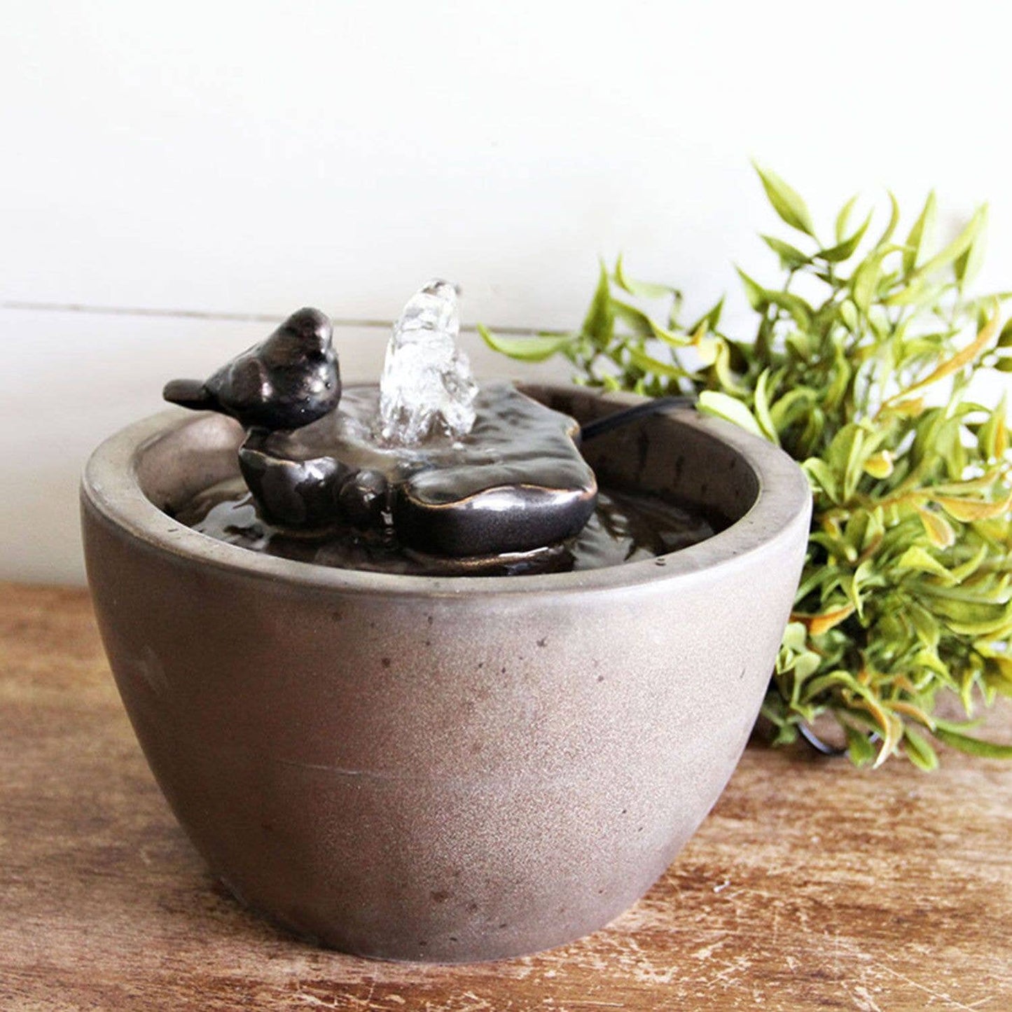 Bronze Bird on Leaf Garden Water Fountain with Pump - Fountains
