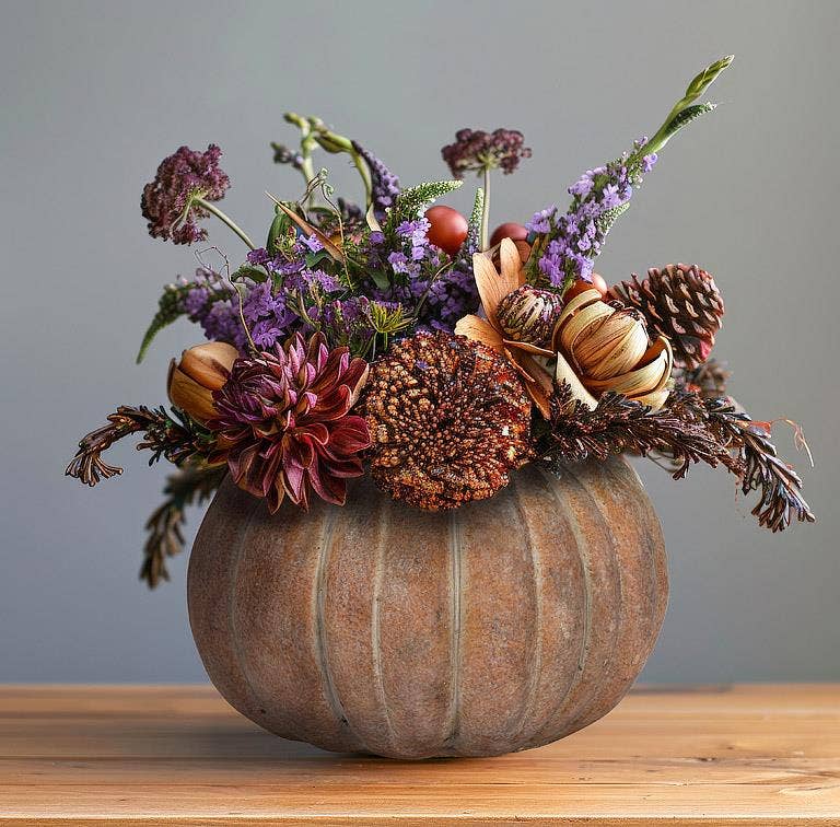 Cement Pumpkin Planter -