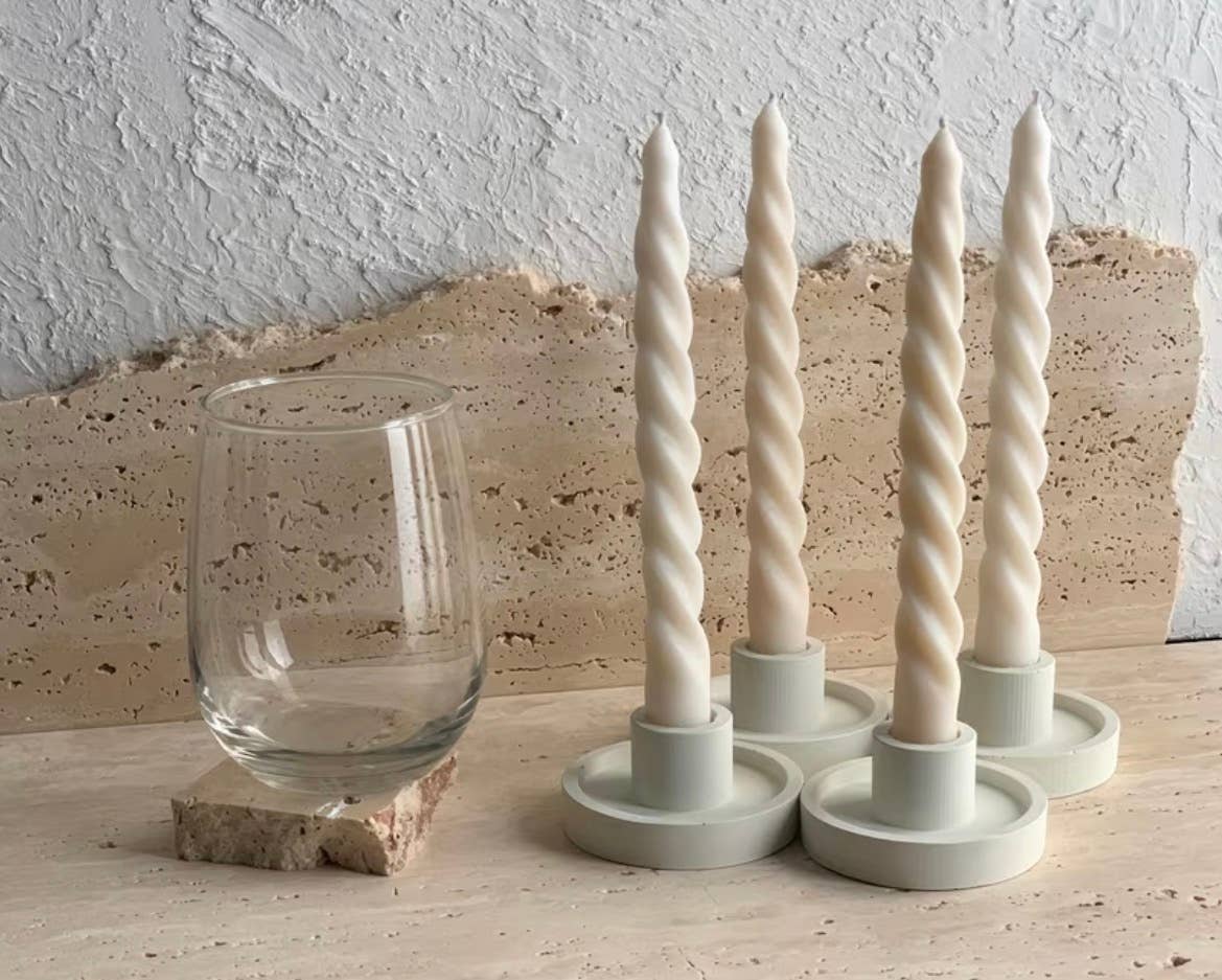Stone Candlestick Holder -