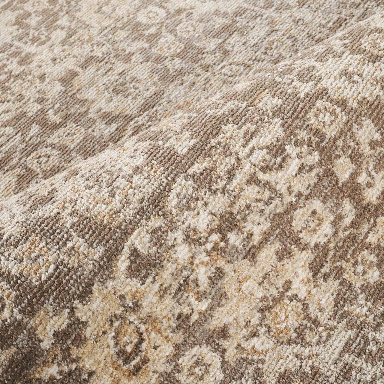 Evelyn Distressed Floral Beige Taupe Area Rug -