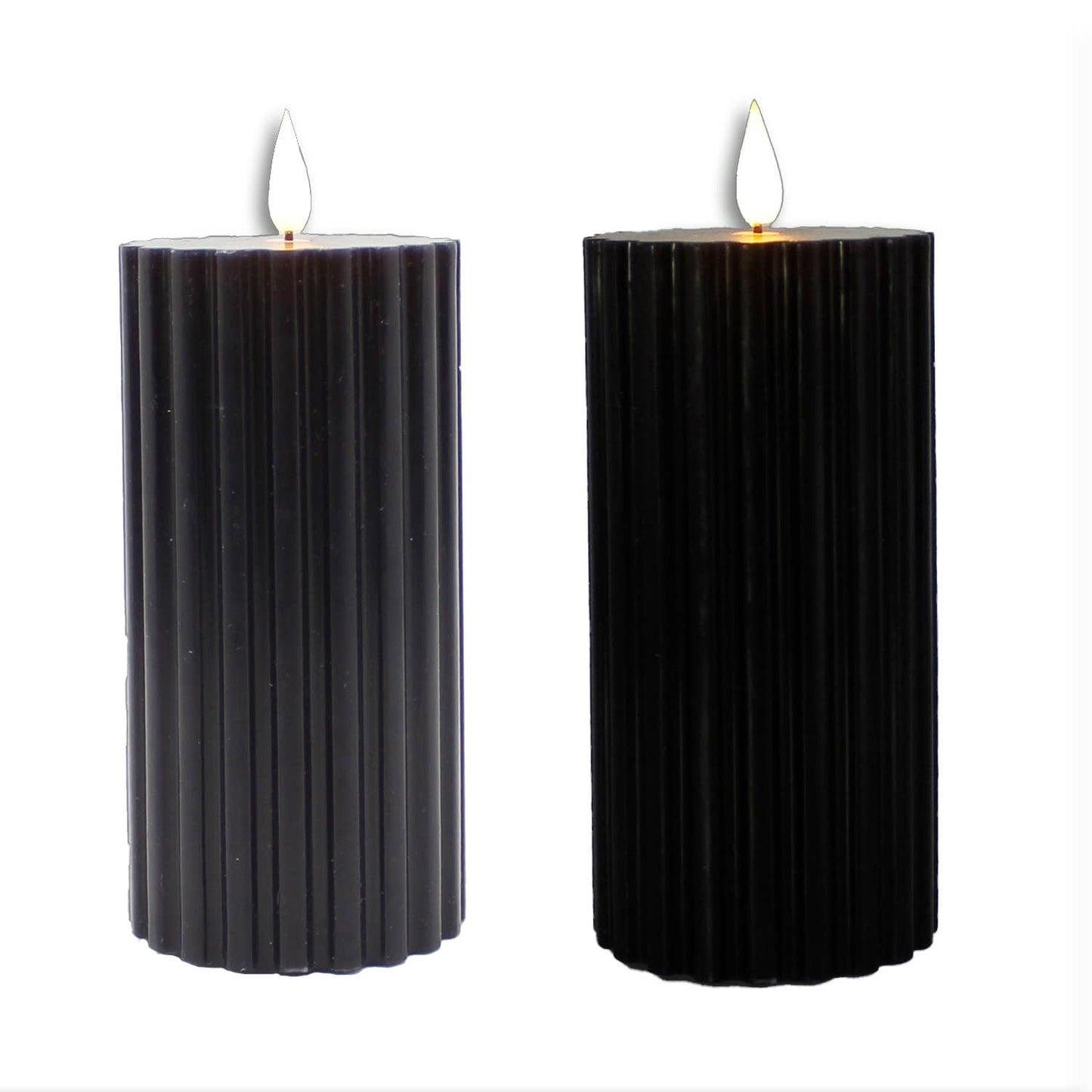 6 in Black Ridged LED Pillar -