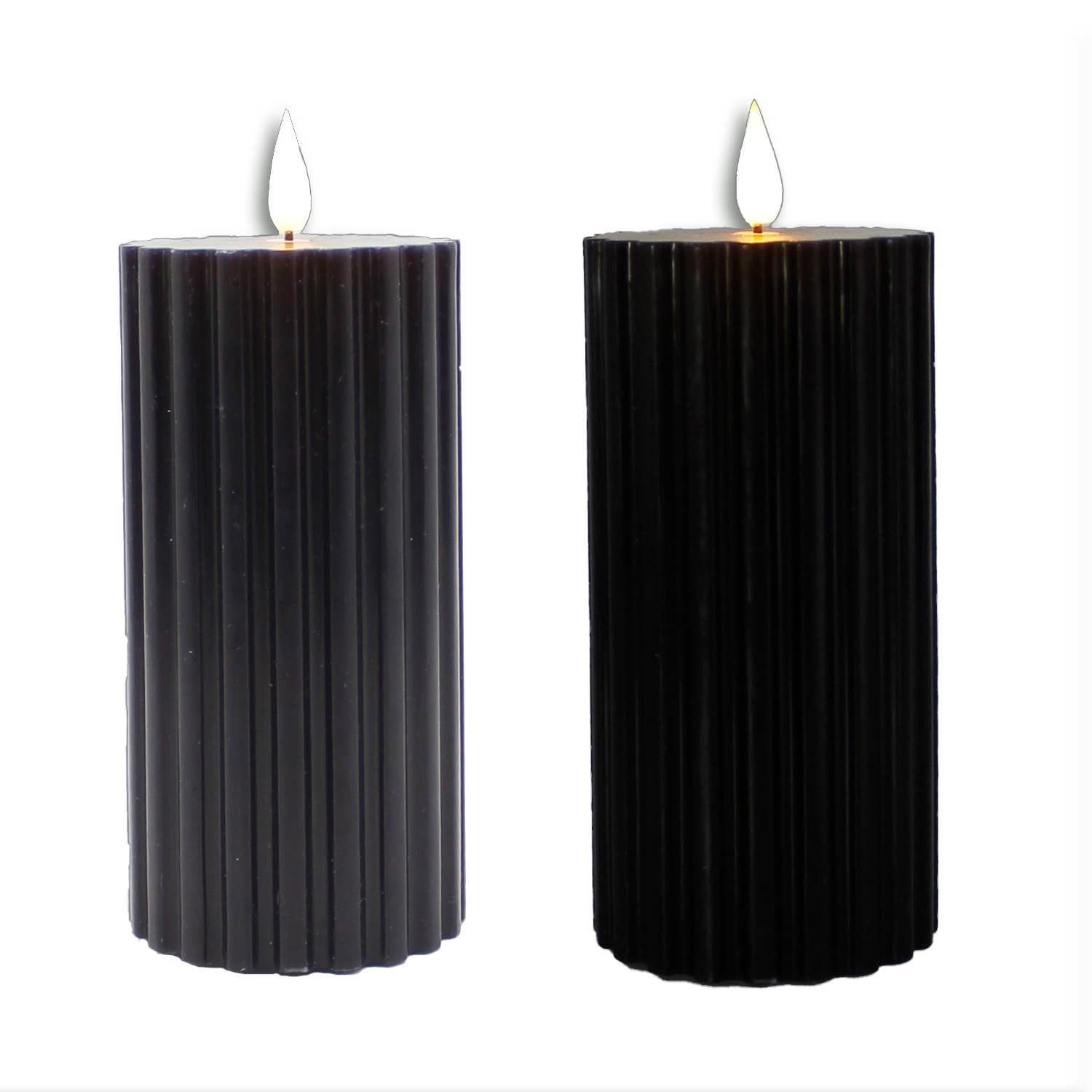 6 in Black Ridged LED Pillar -