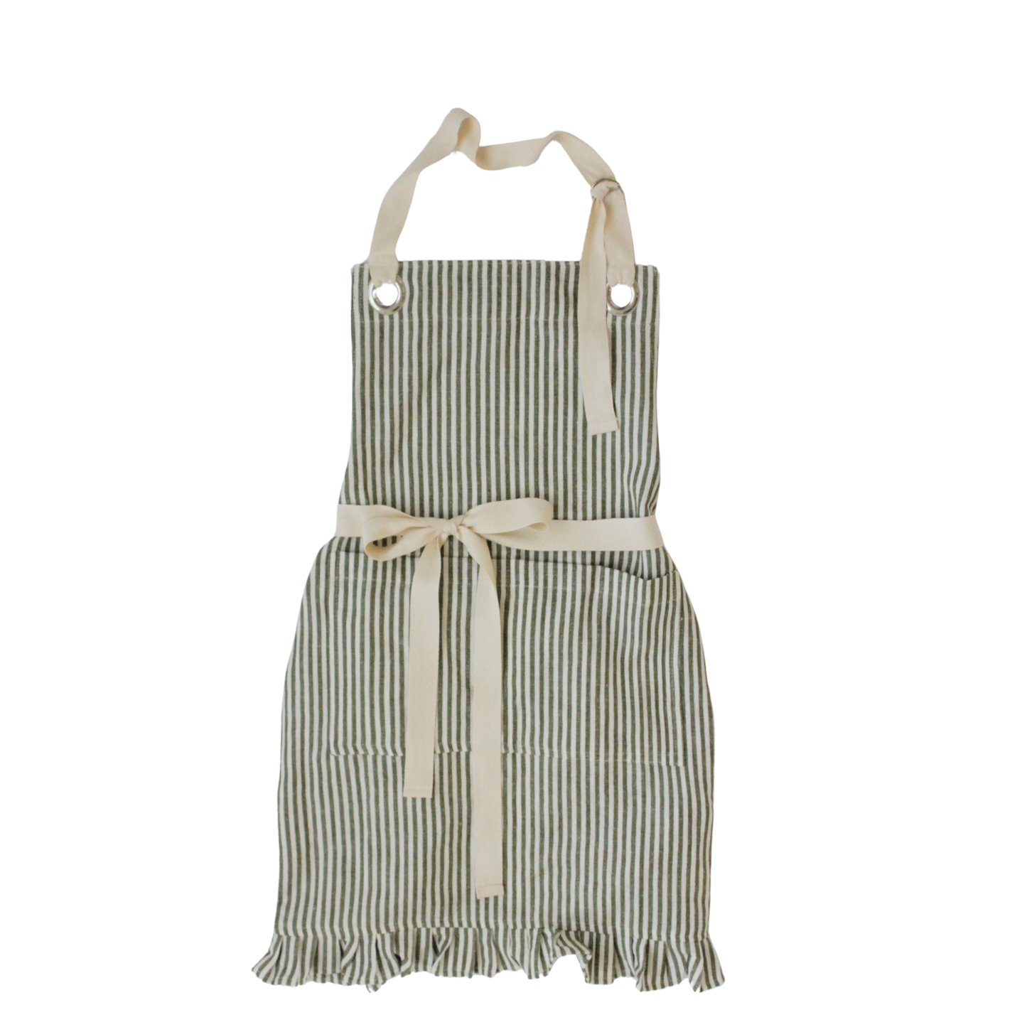 Ruffle Pin Stripe Apron -