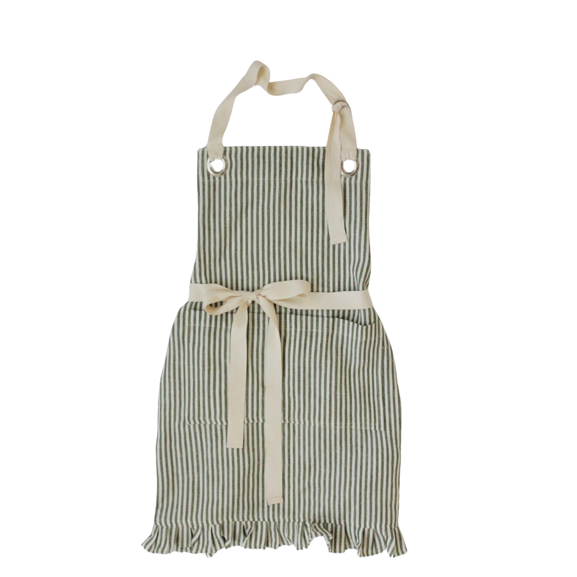 Ruffle Pin Stripe Apron -