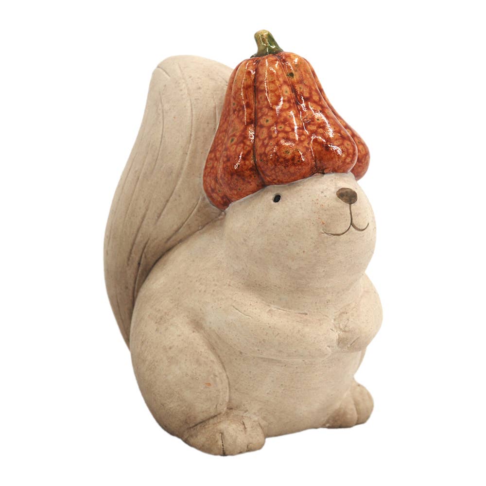 Resin Pumpkin Hat Squirrel -