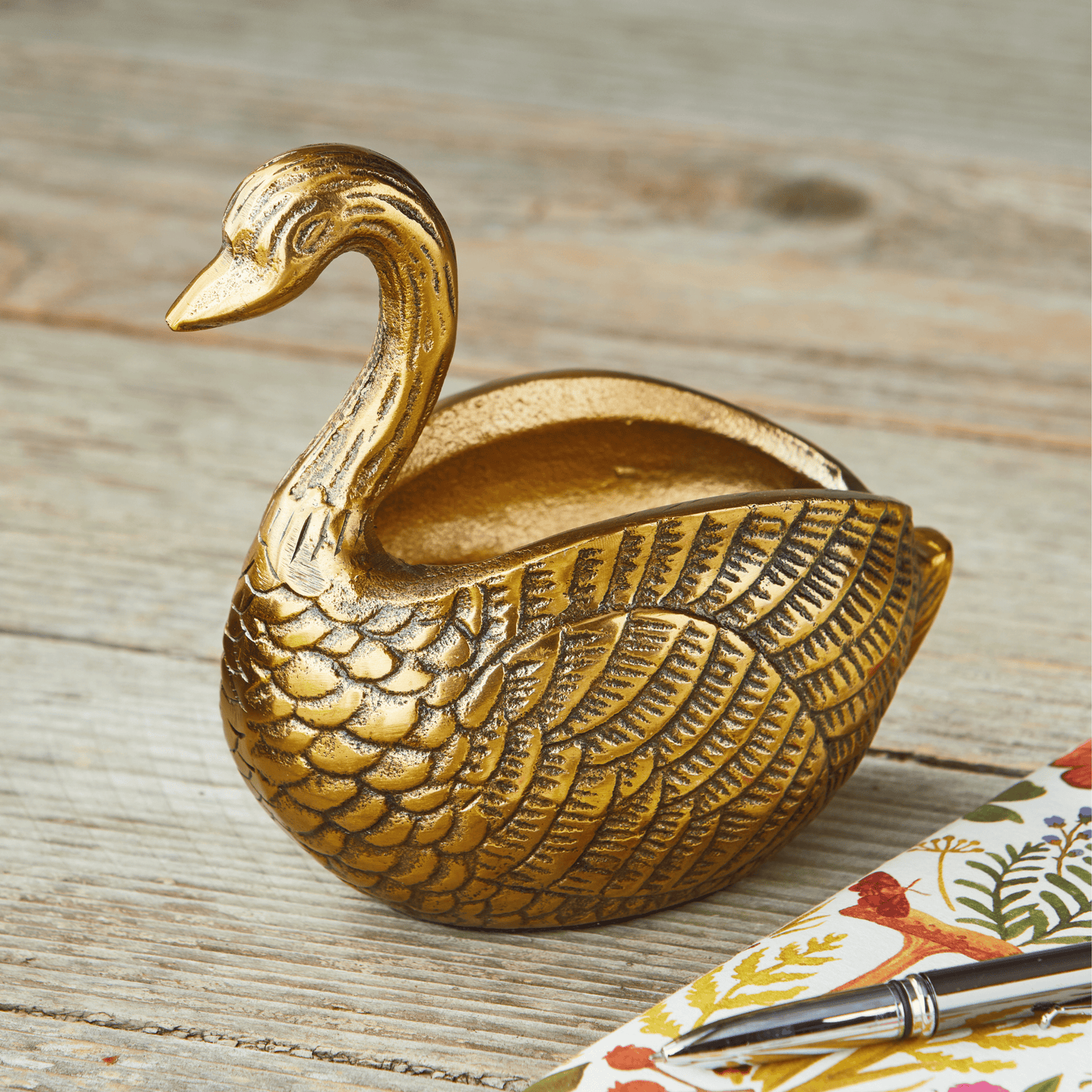Duck Decorative Bowl Antique Brass Aluminum Spring -