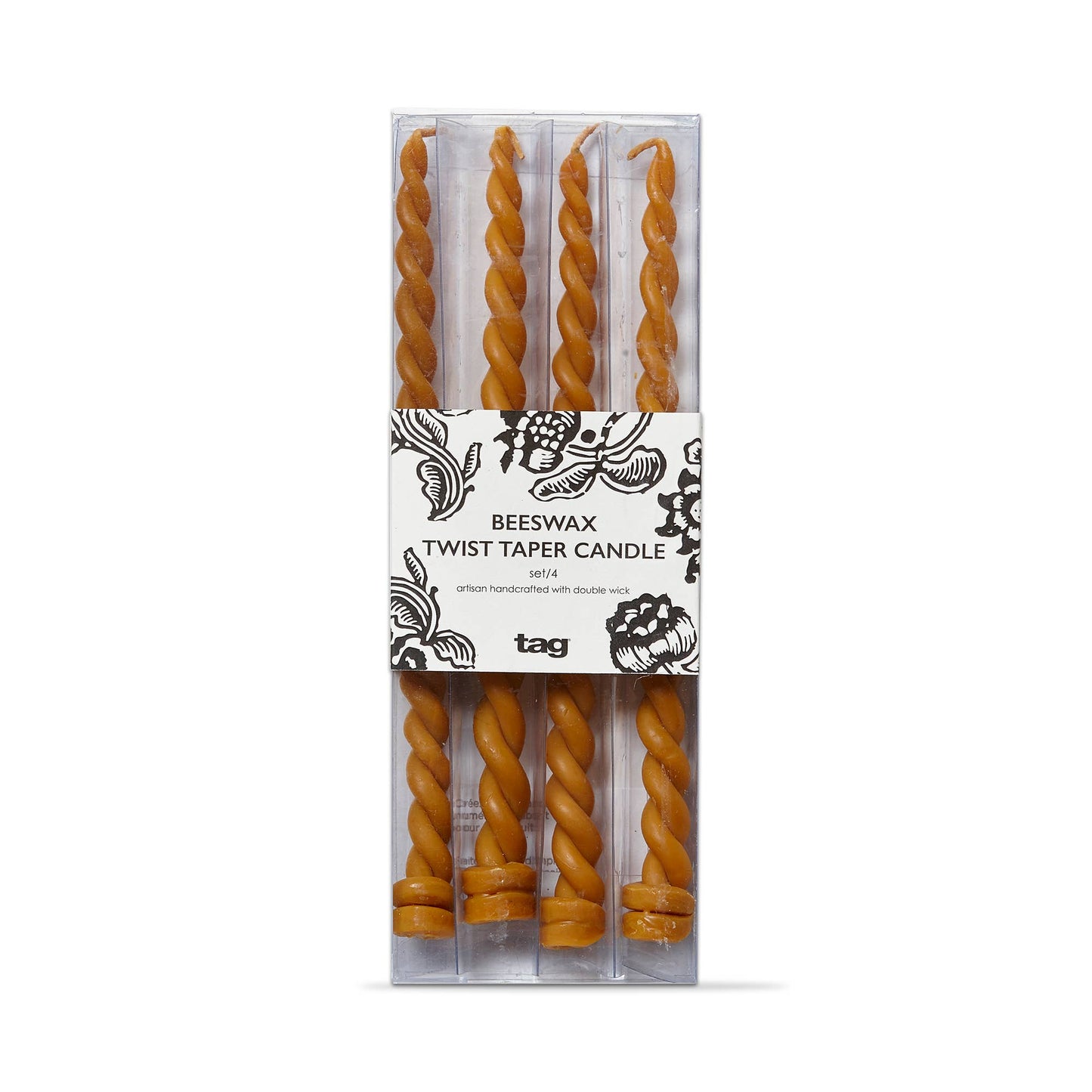 Twin Flame Twisted Beeswax Taper Set of 4 Honey Everyday - Candles