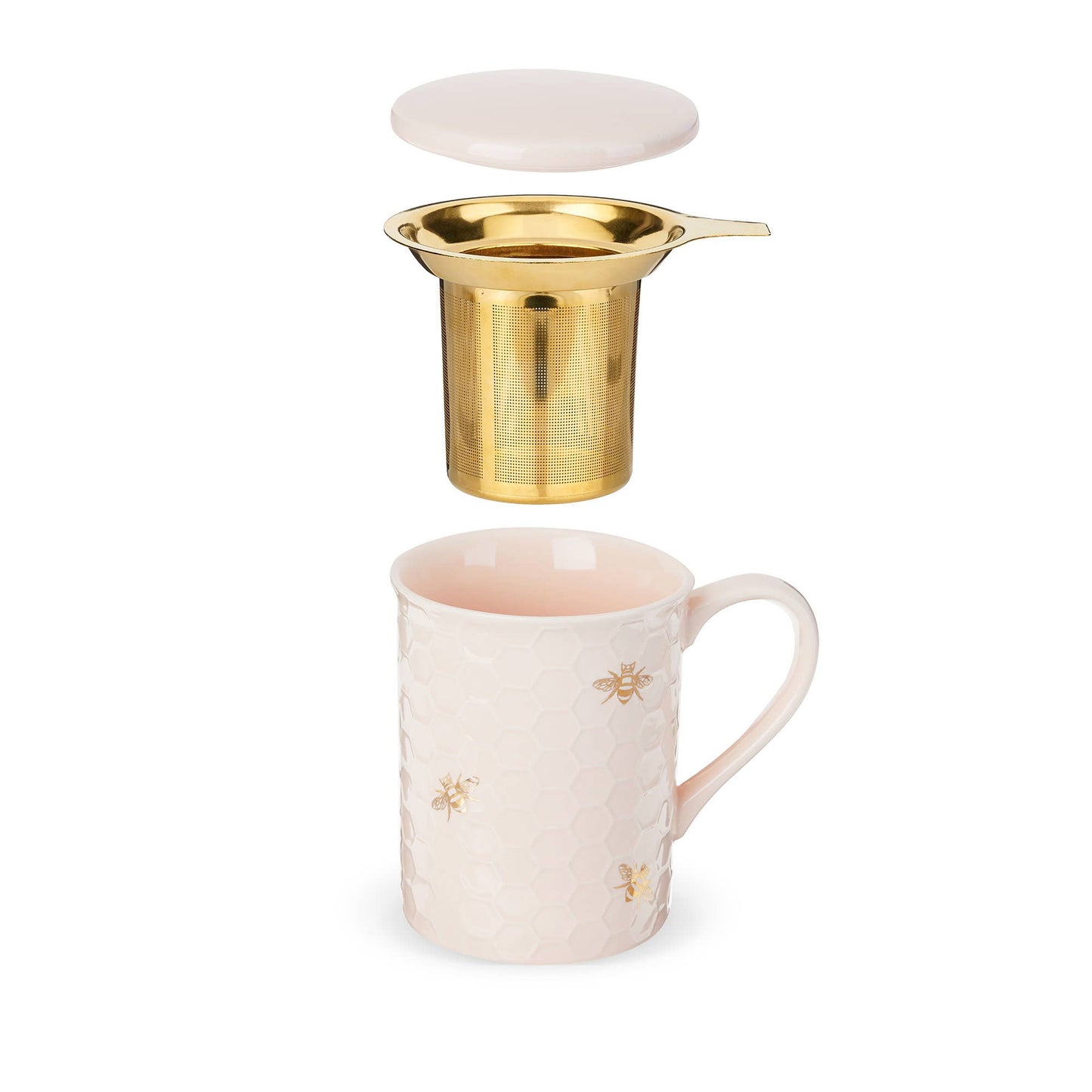 Annette™ 3D Ceramic Mug with Infuser Honeycomb Bee Happy -