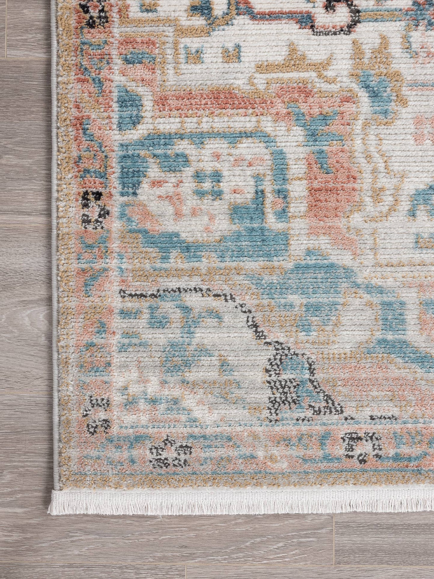 Abani Azure Beige Faded Blue Medallion Area Rug -