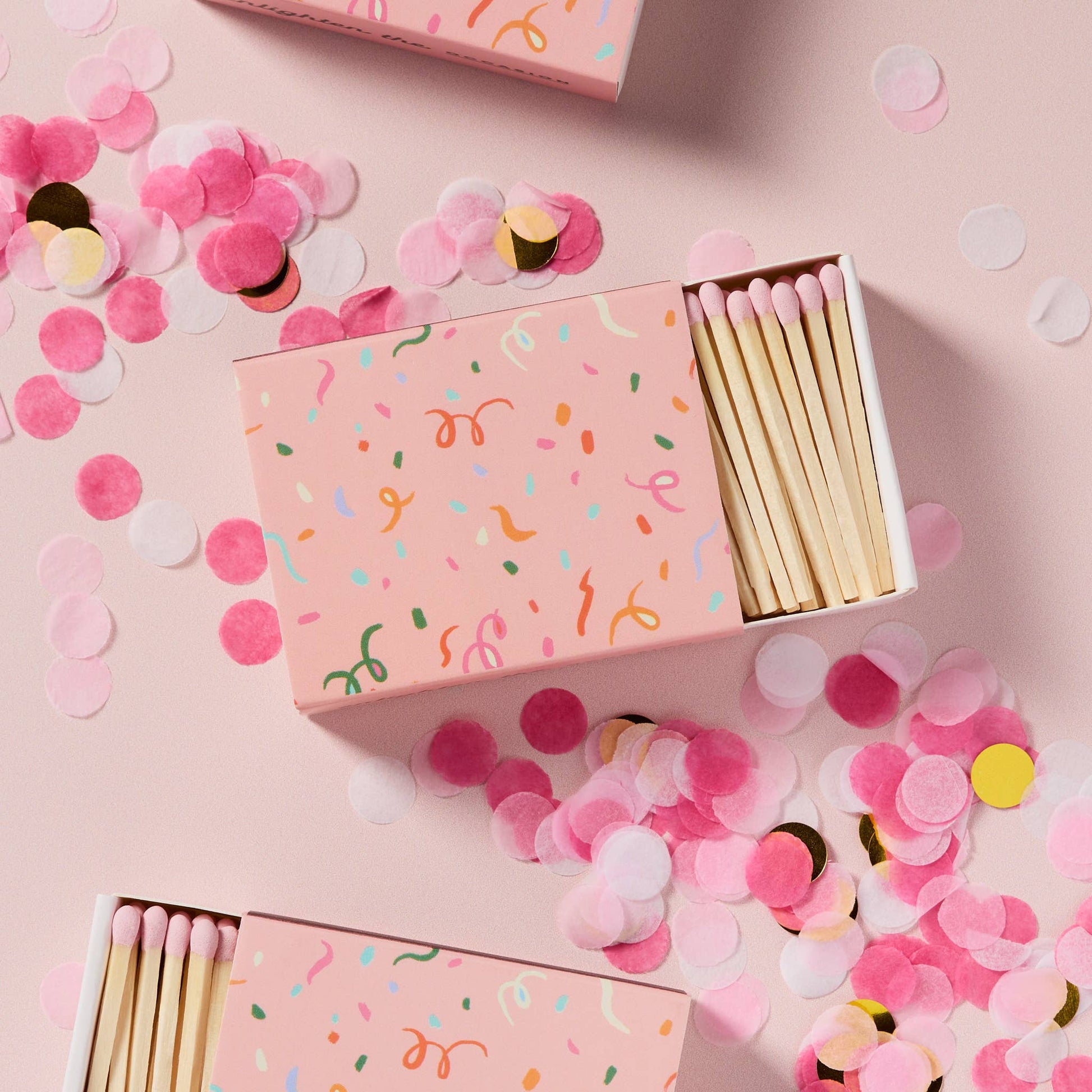 Confetti Ribbons Matchbox with Colorful Matchsticks - Lighters & Matches
