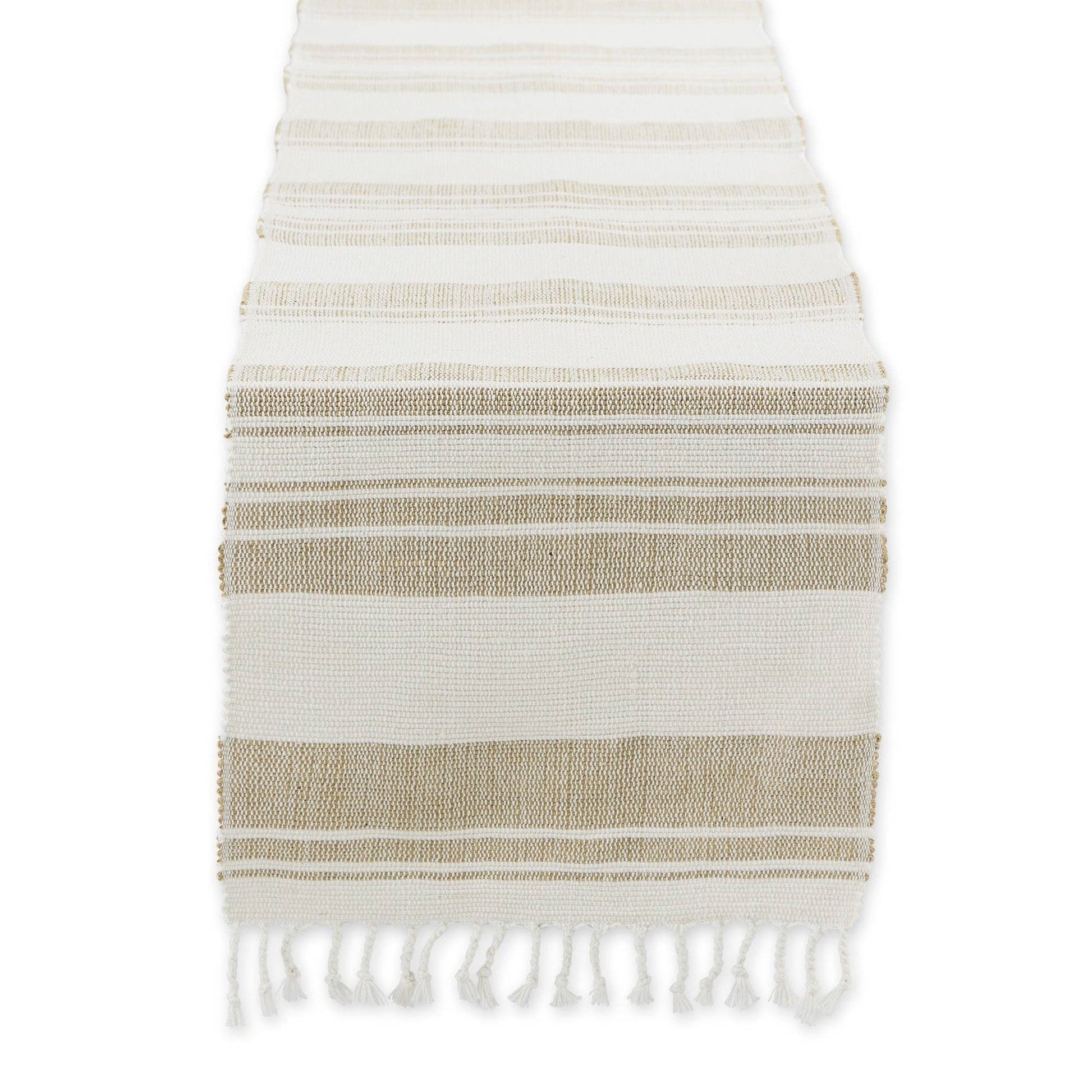 Coastal Sands Stripe Cotton Jute Table Runner - Table Runners
