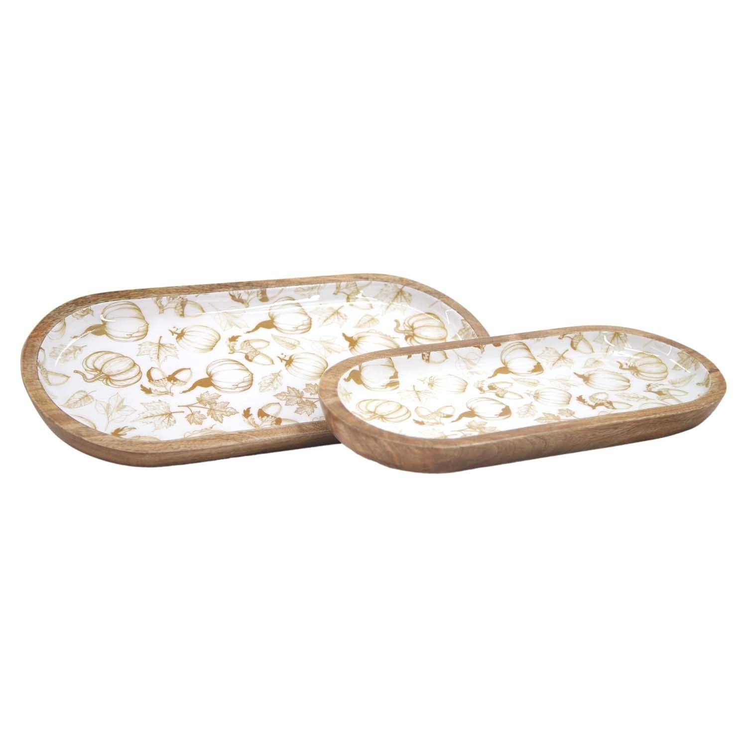 Set of 2 Fall Harmony Enamel Oval Trays -