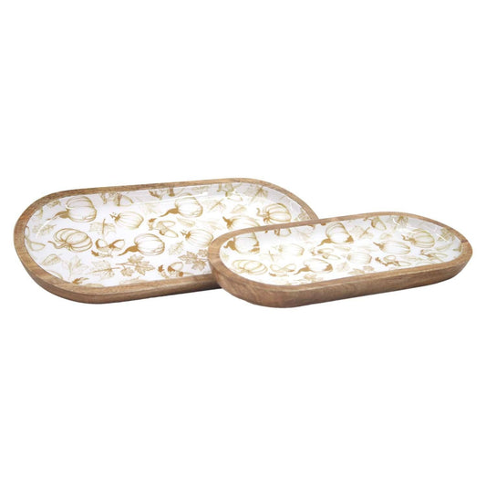Set of 2 Fall Harmony Enamel Oval Trays -
