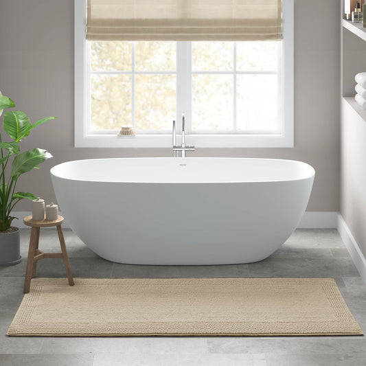 100% Cotton Tufted 3000 GSM Reversible Bath Rug, Natural -