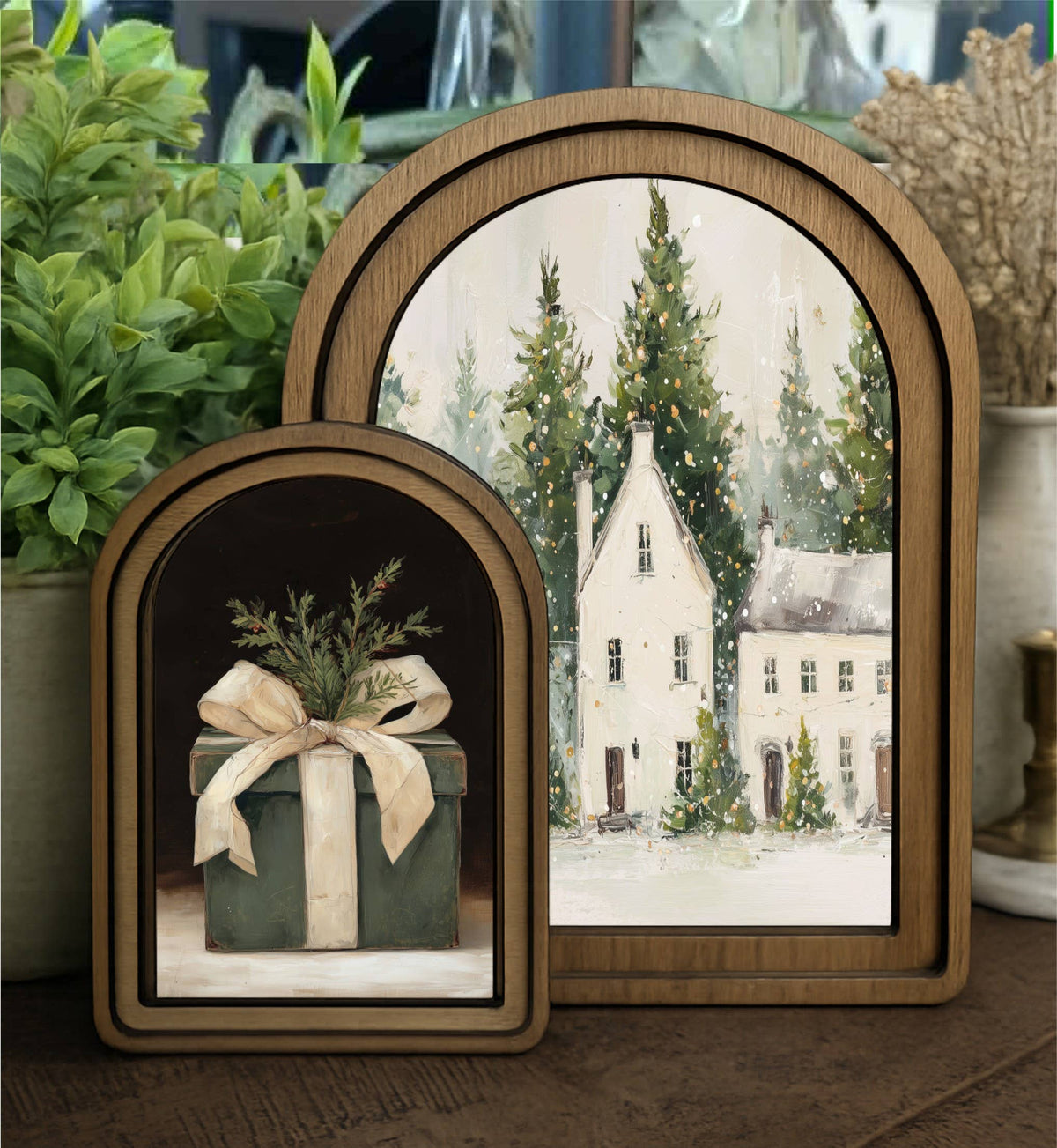 Layered Set Christmas Gift Canvas Art -