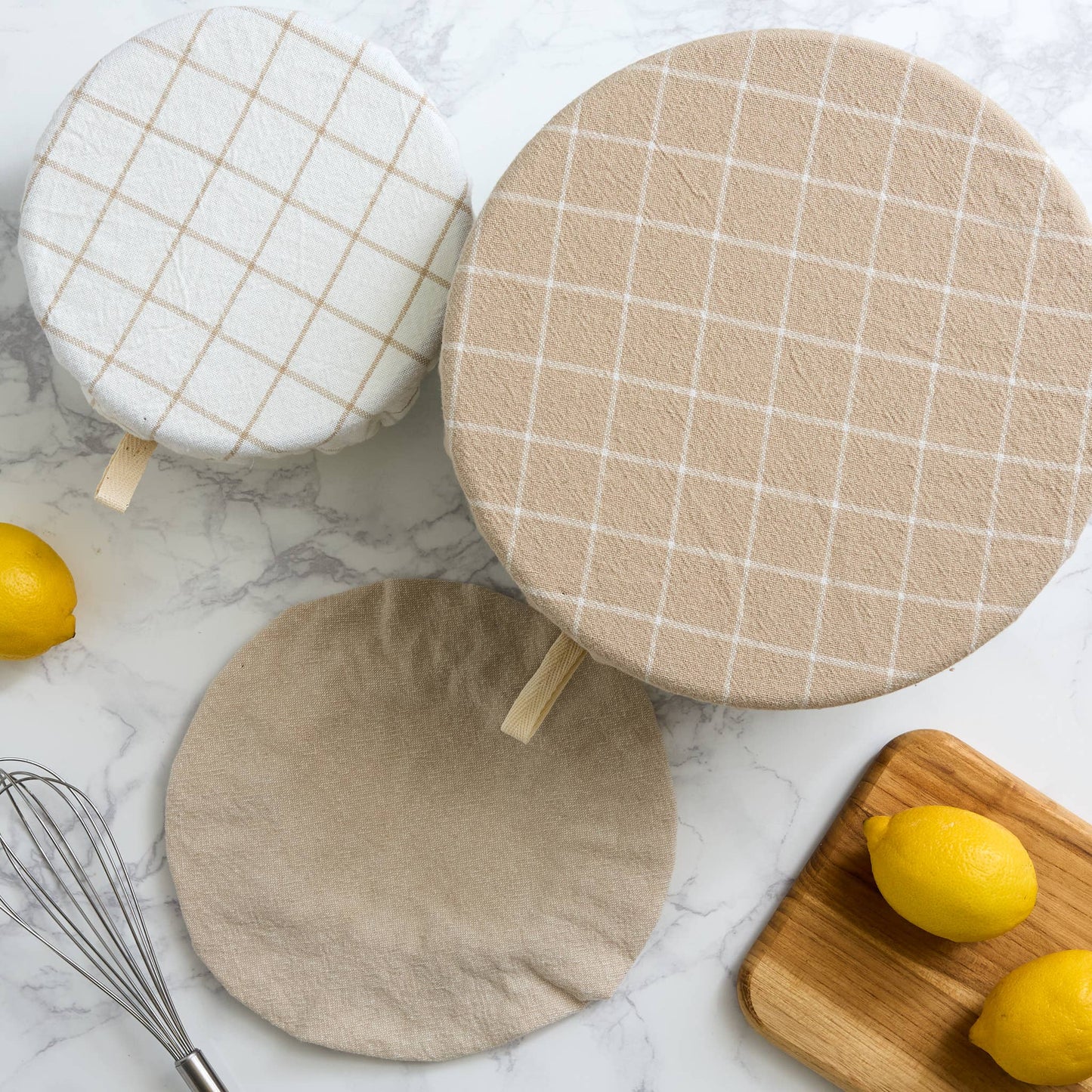 Feather Gray Dish Covers Set of 3 - Kitchen Linens Sets