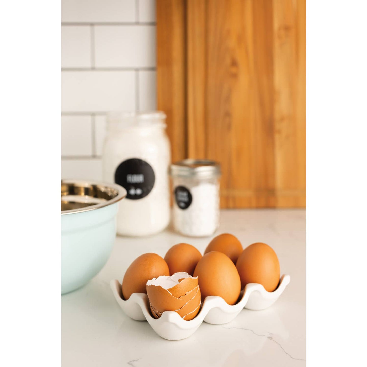 Matte White Ceramic Egg Crate -
