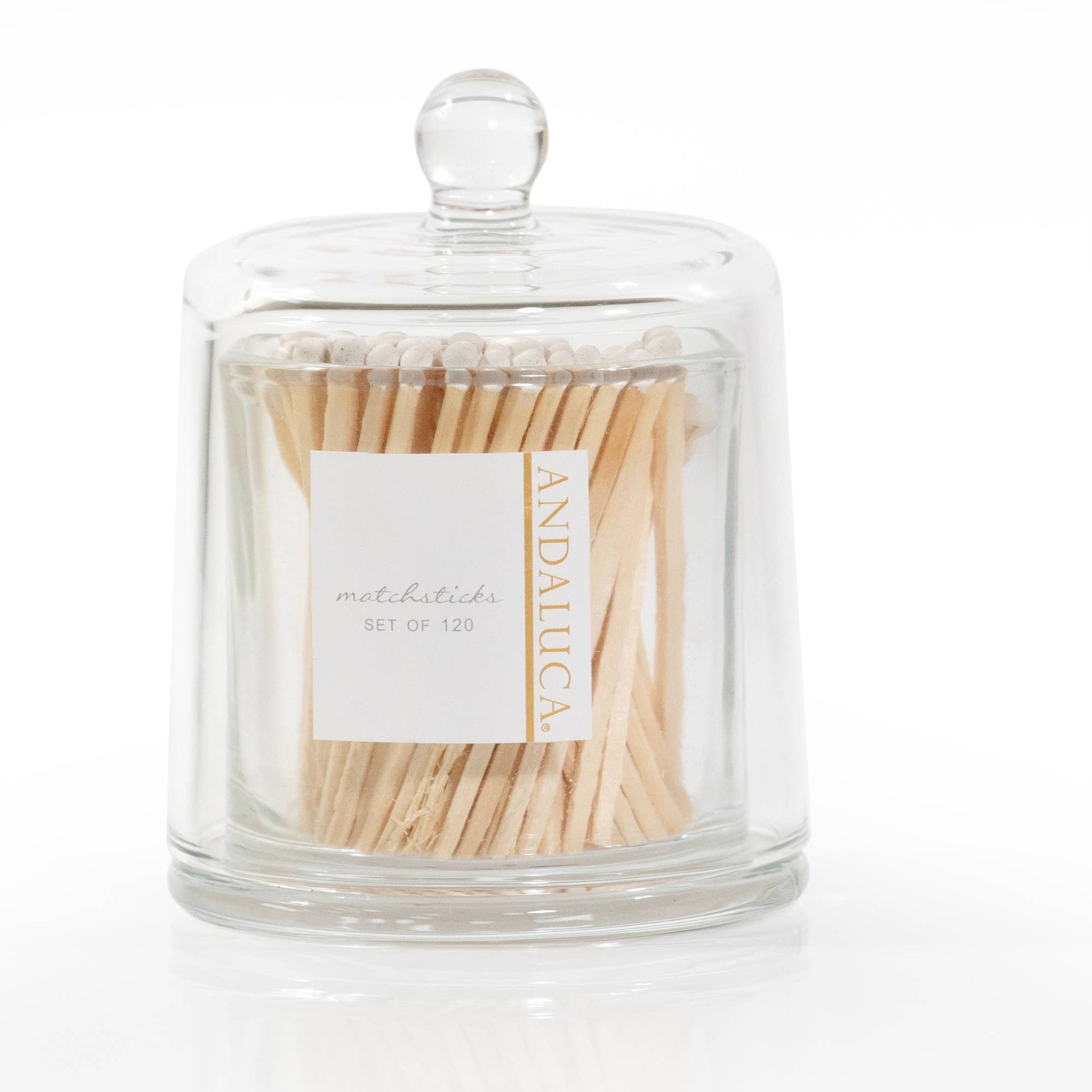 Glass Jar with Lid & 120 Wooden White Matches -
