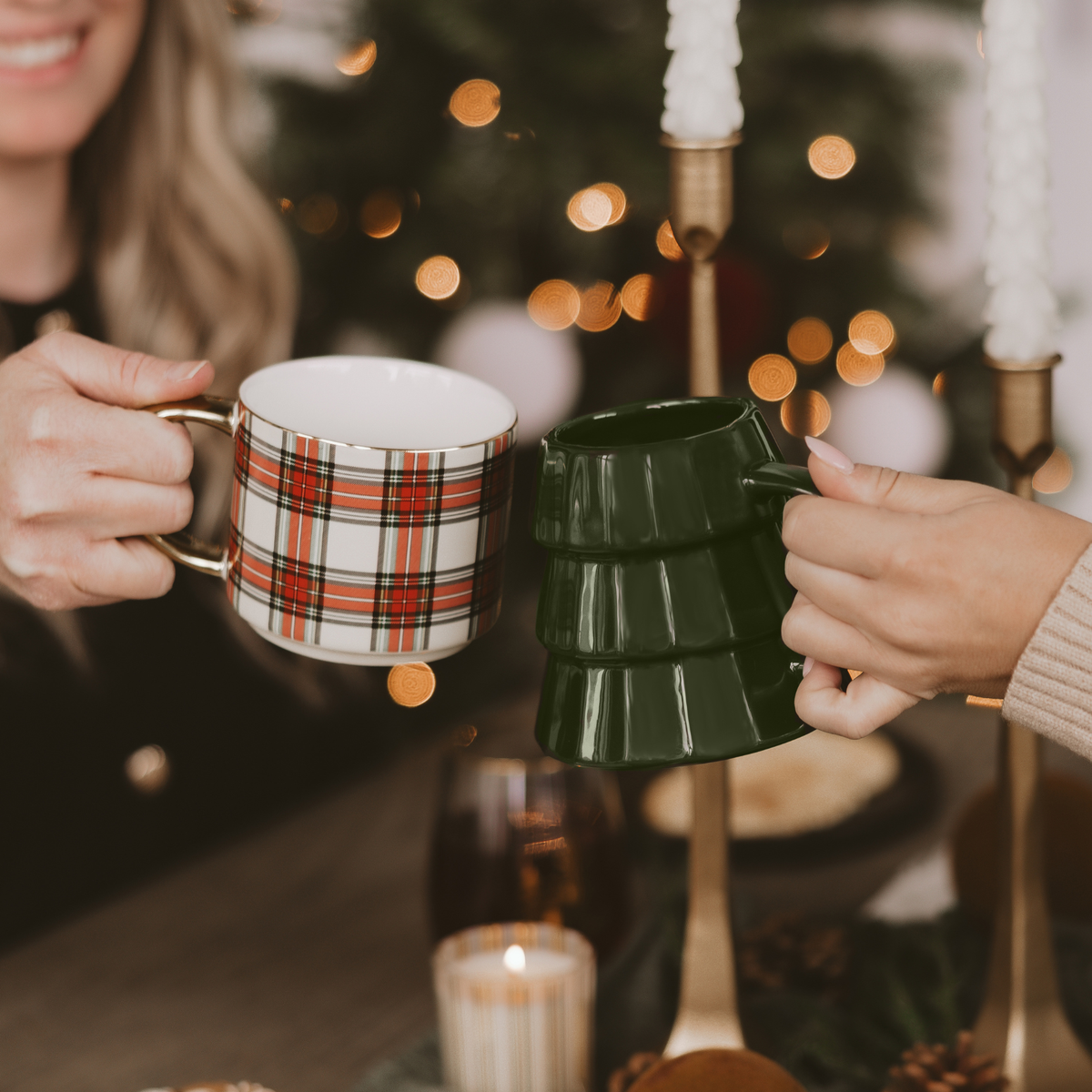 White Plaid Coffee Mug - Christmas Decor & Gifts