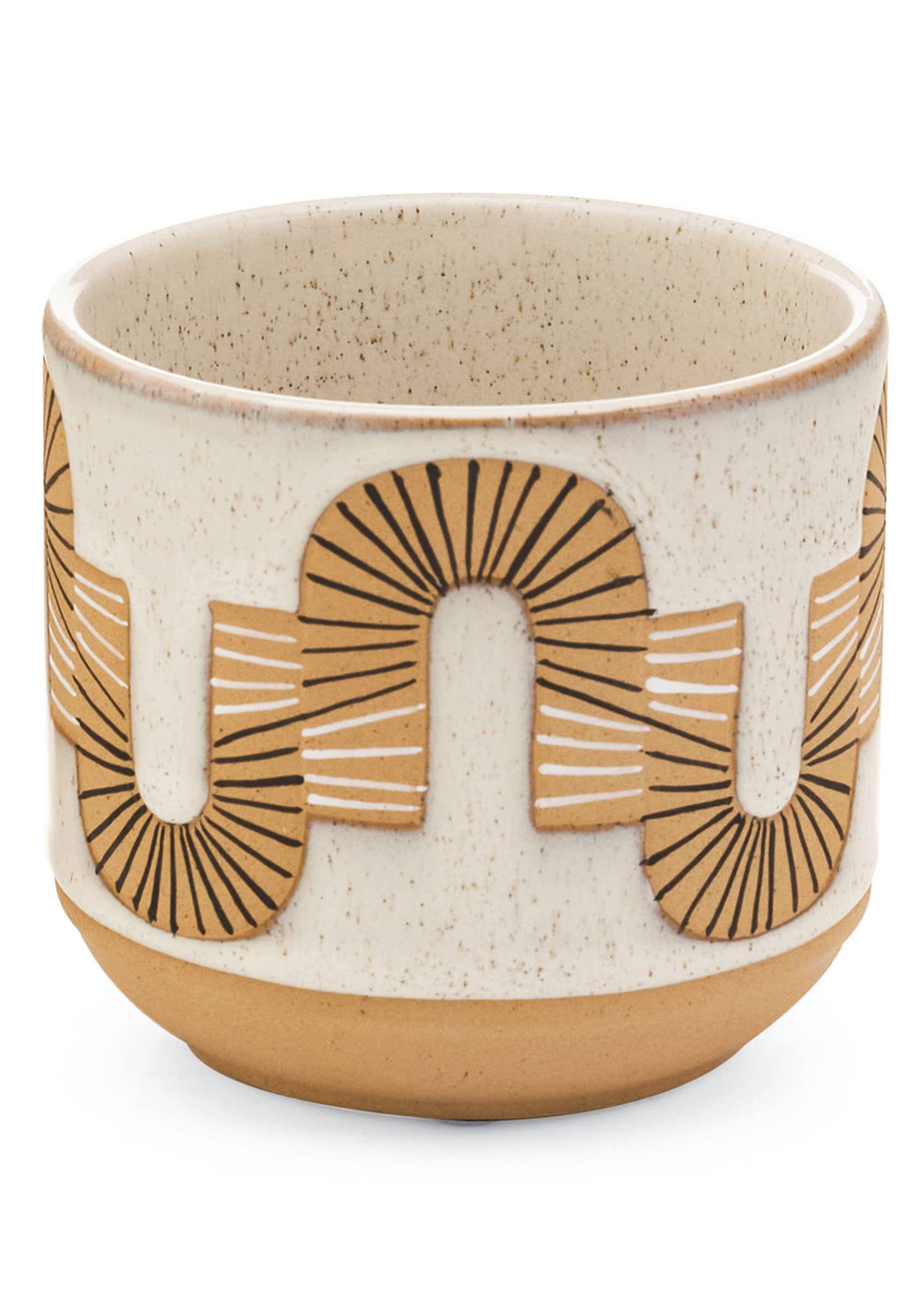 ZAFRA SM PLANTER CERA DESIGN WHITE-TAN -