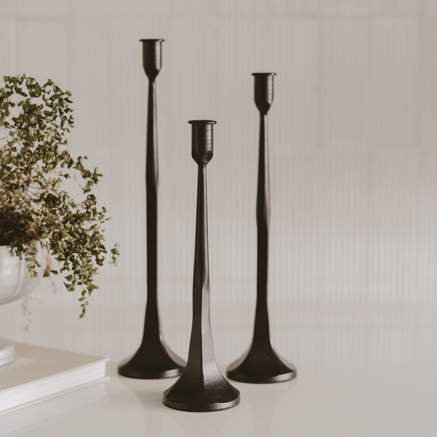 Cast Iron Taper Candle Holders, Set of 3 - Home Decor -
